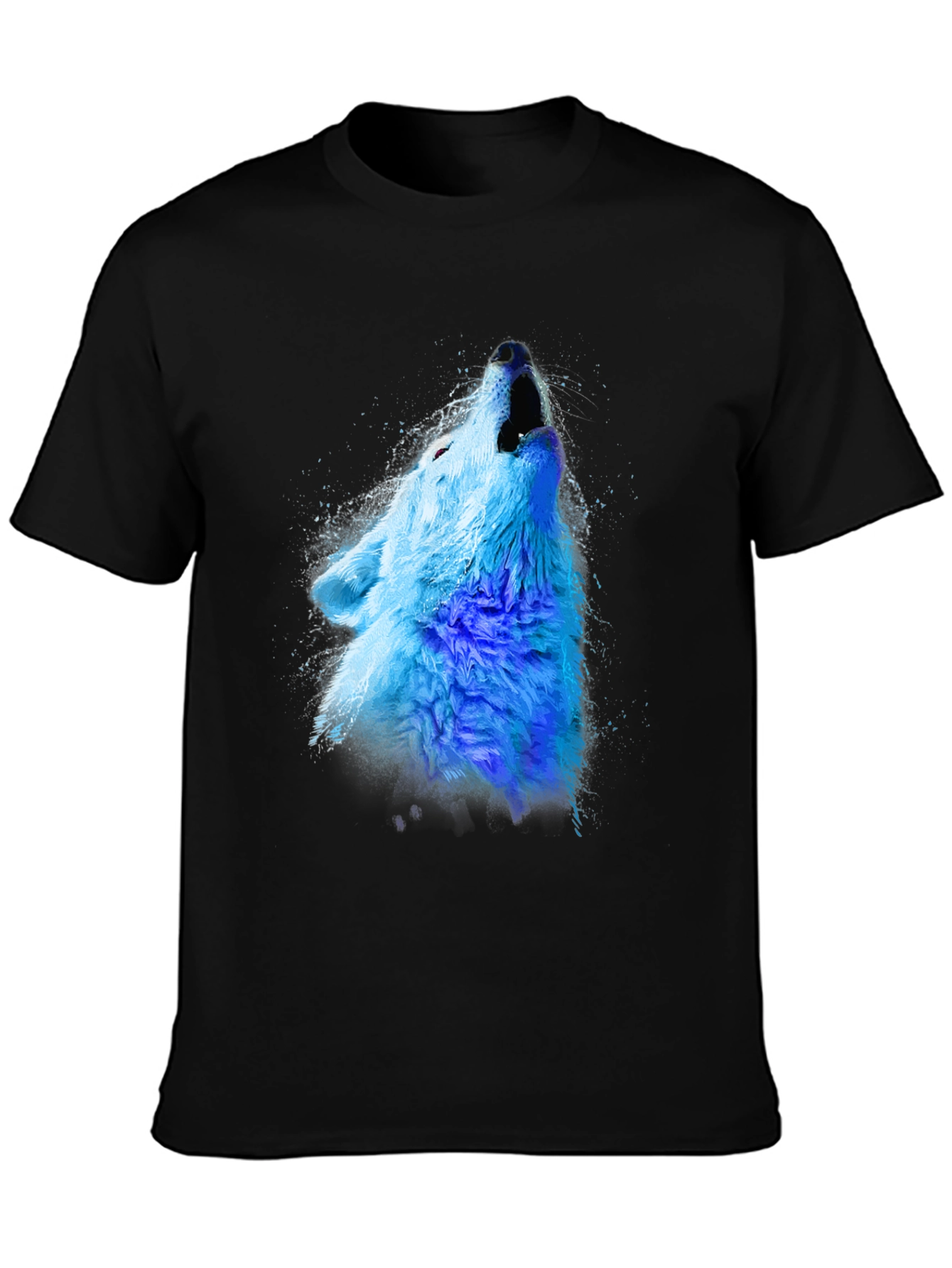 Blue Wolf Graphic Tee - Mens Black Crew Neck T-Shirt