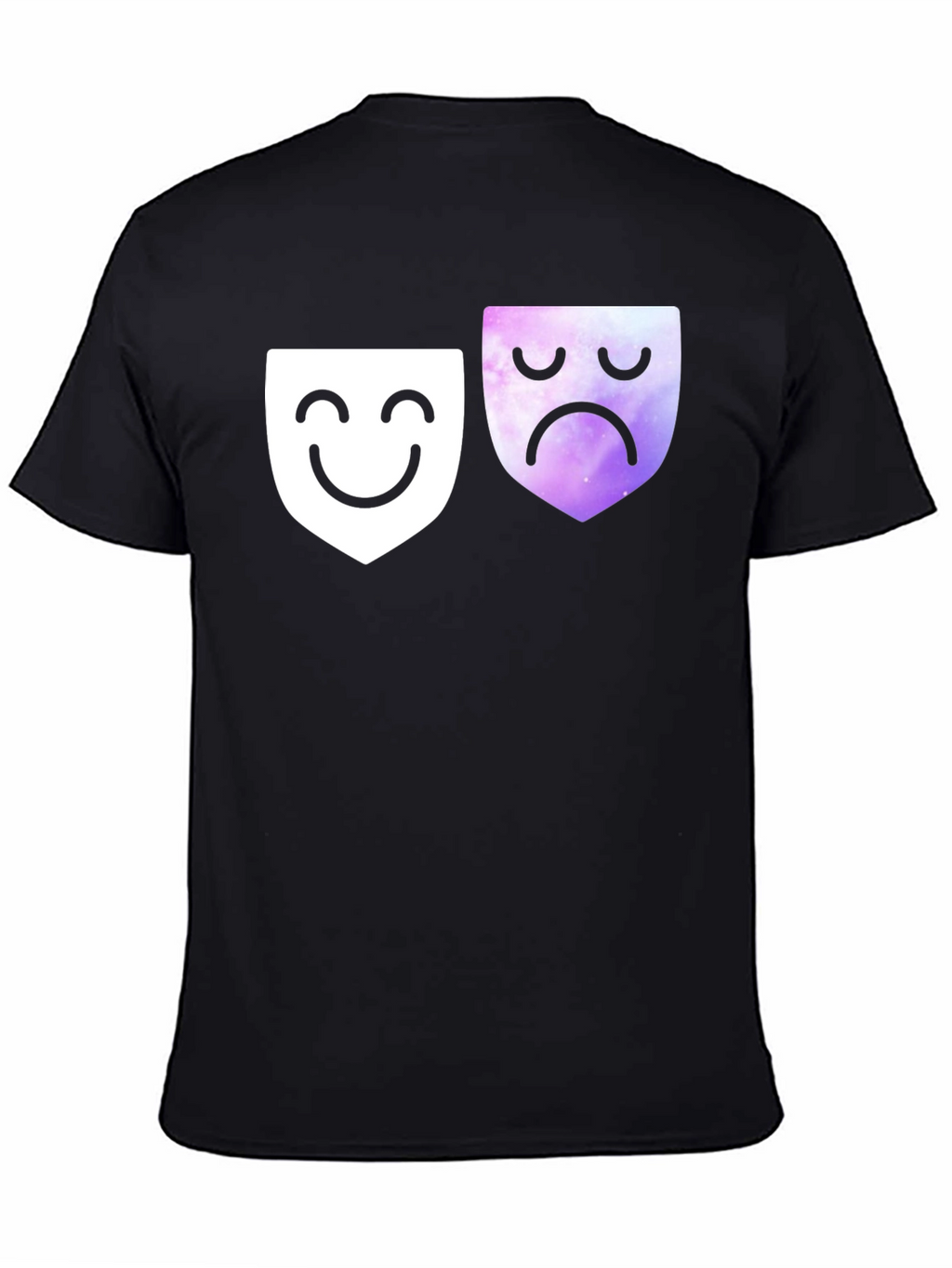 Emotional Masks Graphic Tee - Soft Black Cotton