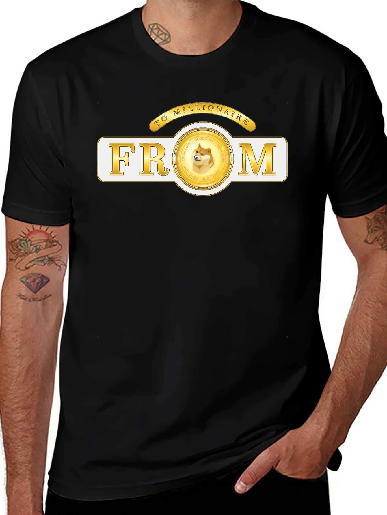 Dogecoin To Millionaire Graphic Tee - Black Crypto Shirt
