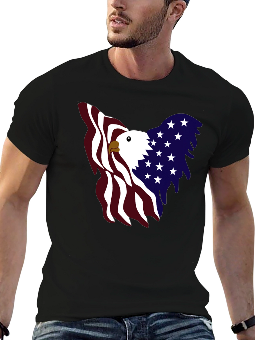 Patriotic Eagle Graphic Tee - USA Pride