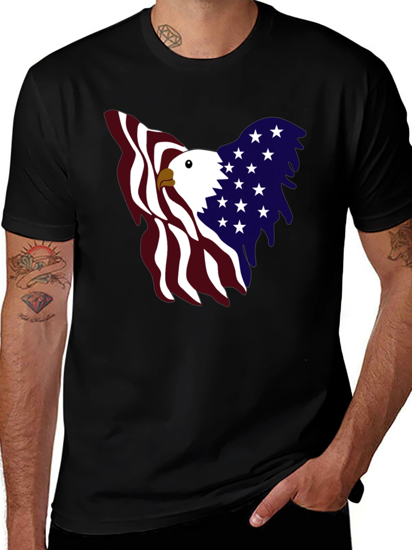 Patriotic Eagle Graphic Tee - USA Pride