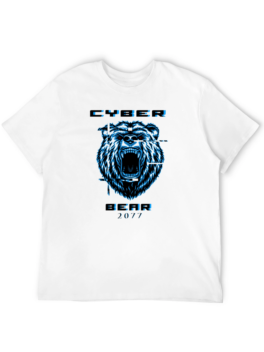 Cyber Bear 2077 Black Graphic T-Shirt