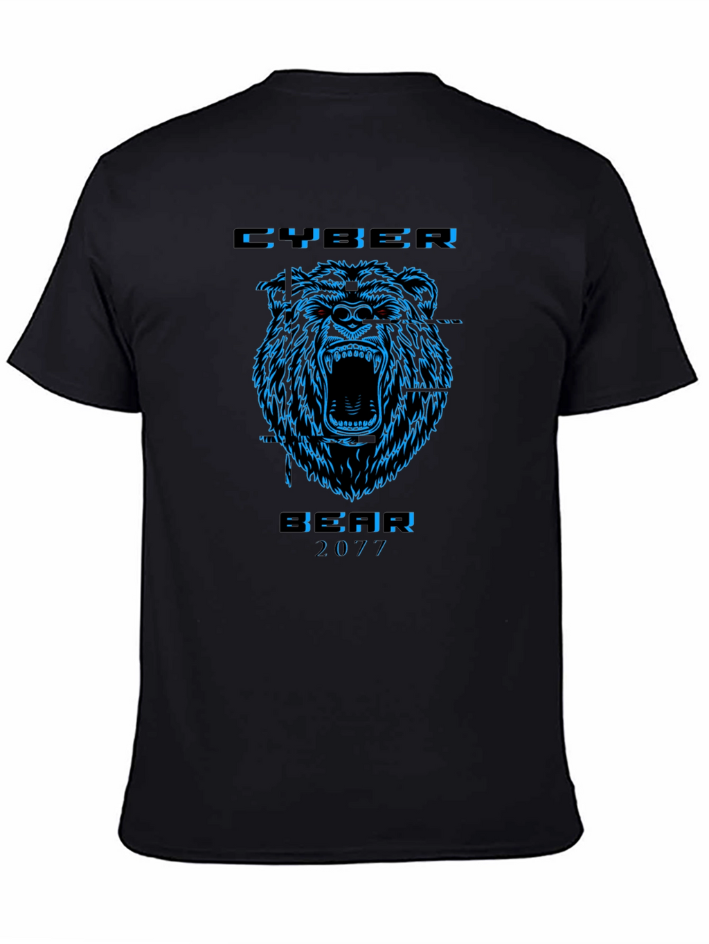 Cyber Bear 2077 Black Graphic T-Shirt