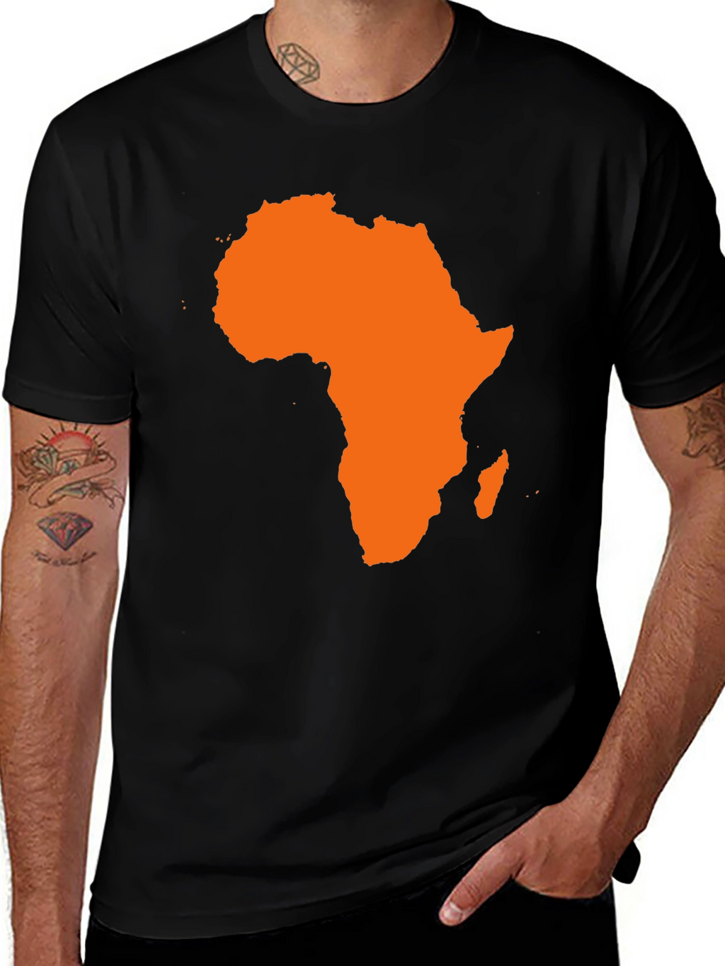 Africa Map Graphic Tee - Black Cotton T-Shirt