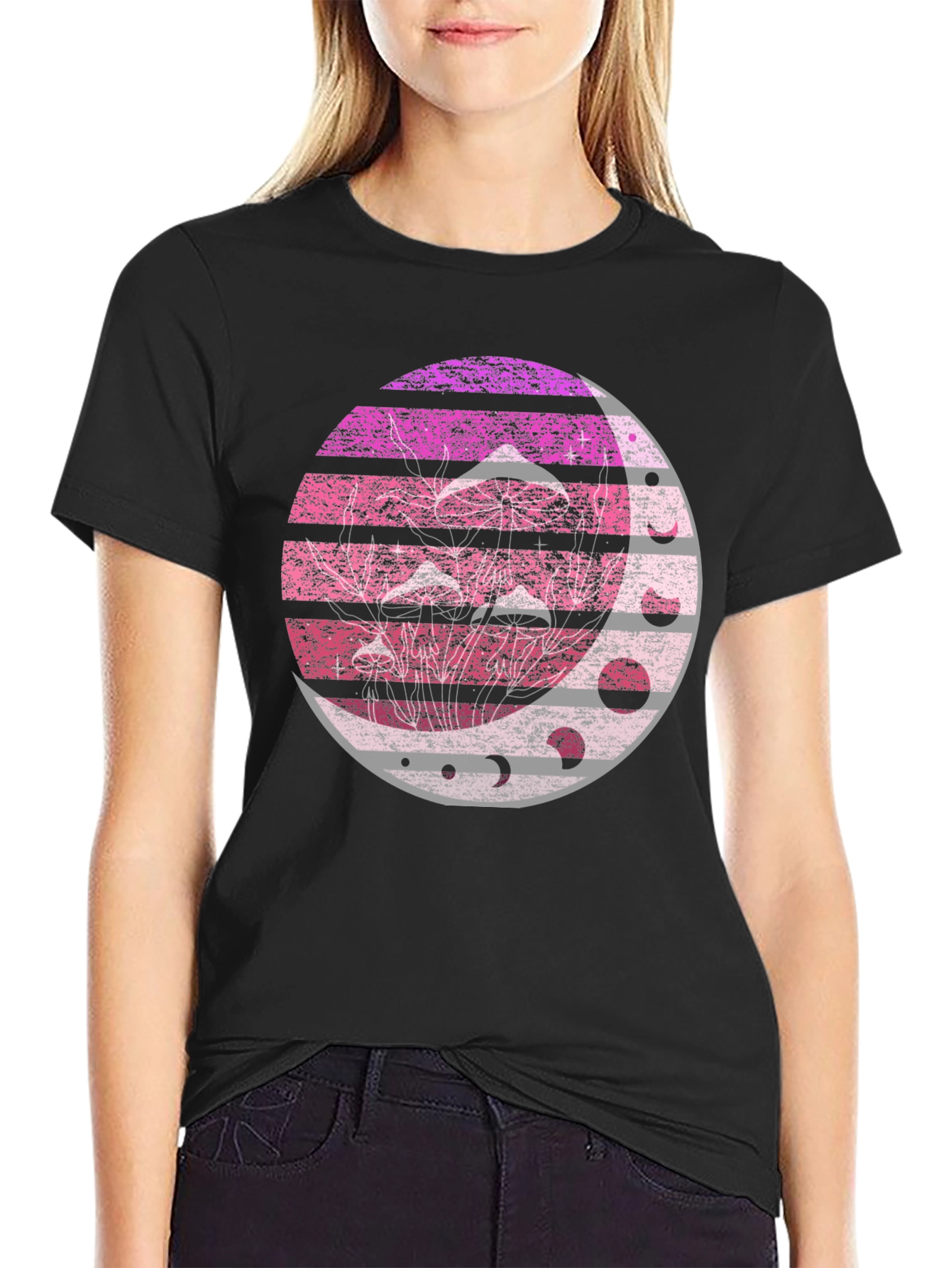 Mushroom Moon Phases Graphic Tee