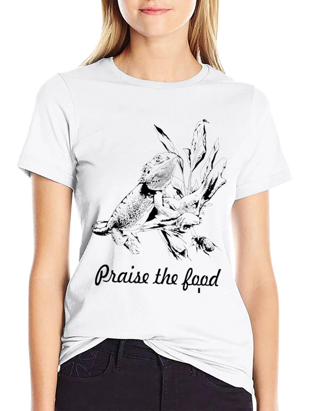 Praise the Food Black T-Shirt Bearded Dragon Tee