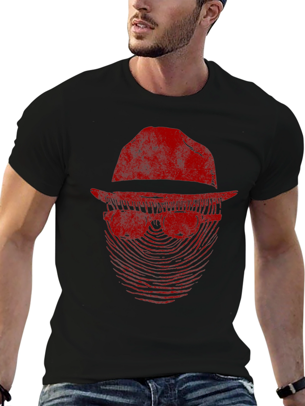 Mystery Man Graphic Tee - Fingerprint Design