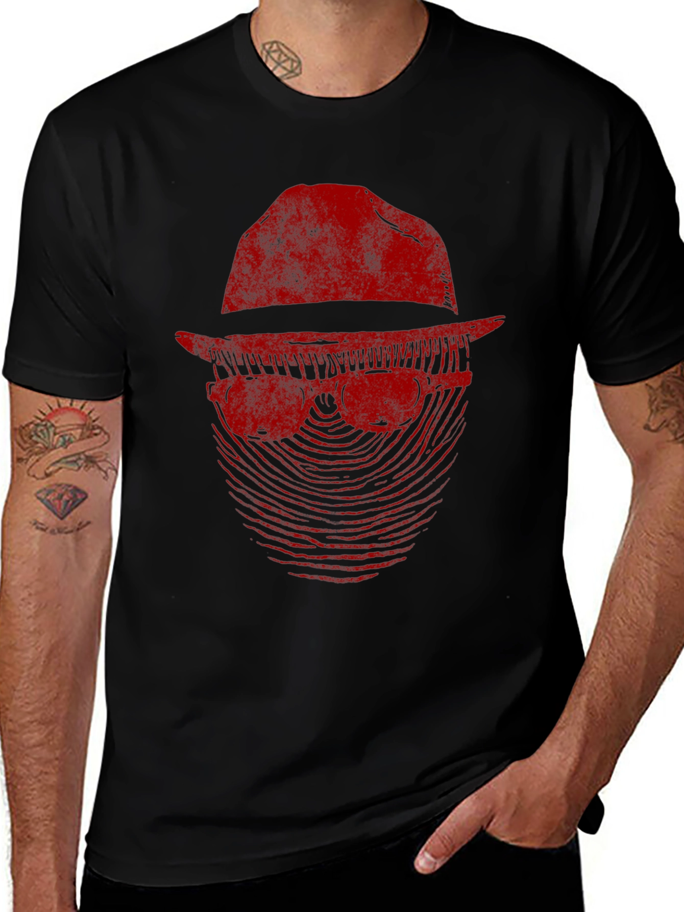 Mystery Man Graphic Tee - Fingerprint Design