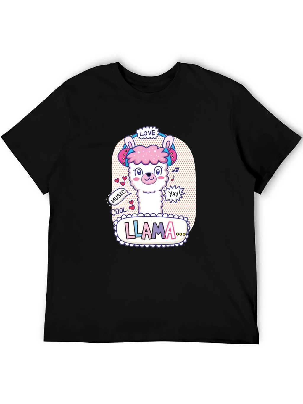 Cute Llama Headphones Graphic T-Shirt