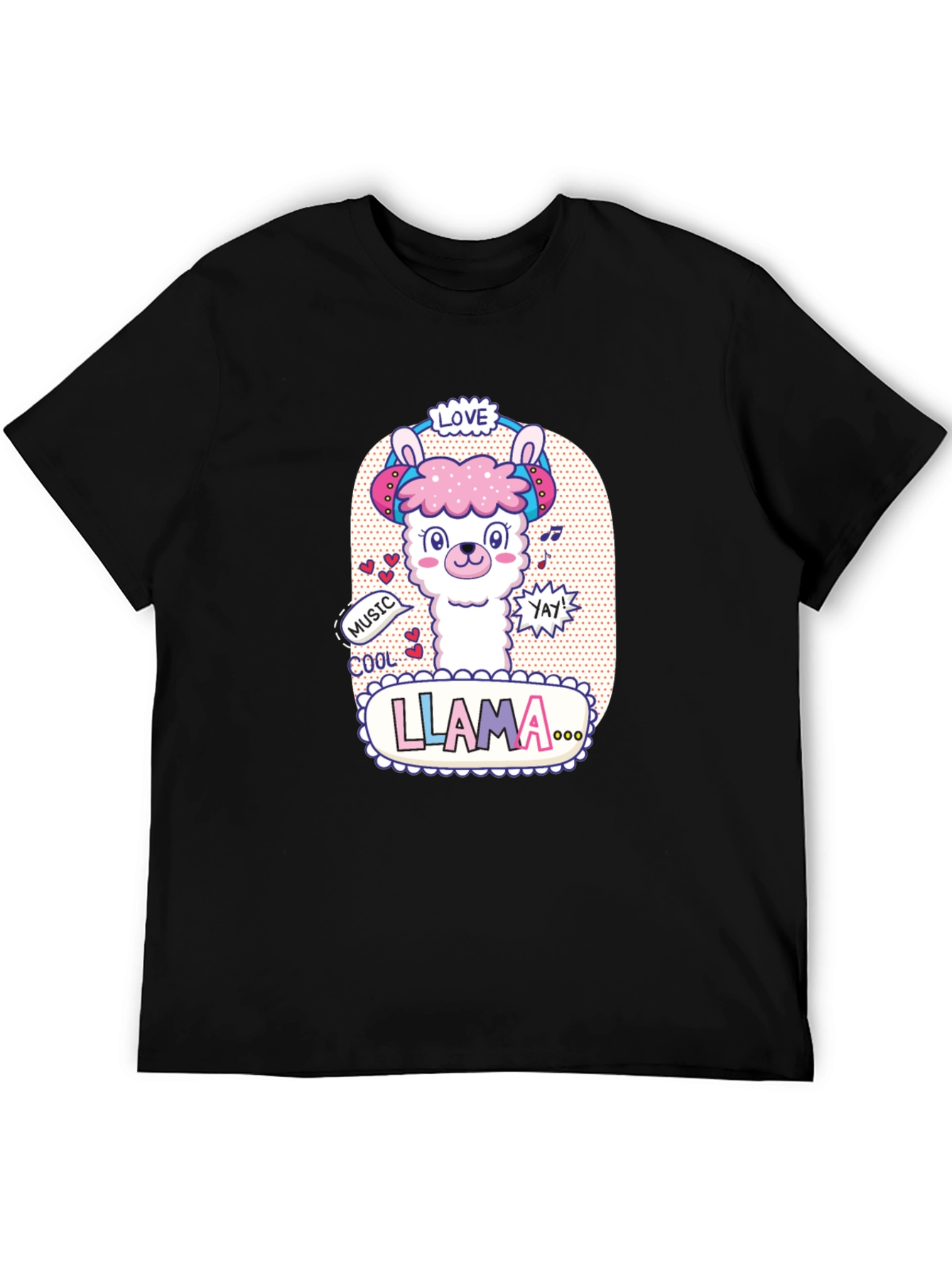 Cute Llama Headphones Graphic T-Shirt