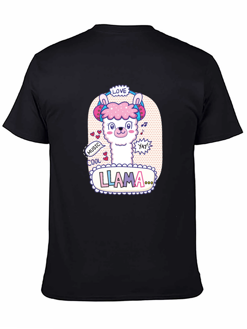 Cute Llama Headphones Graphic T-Shirt