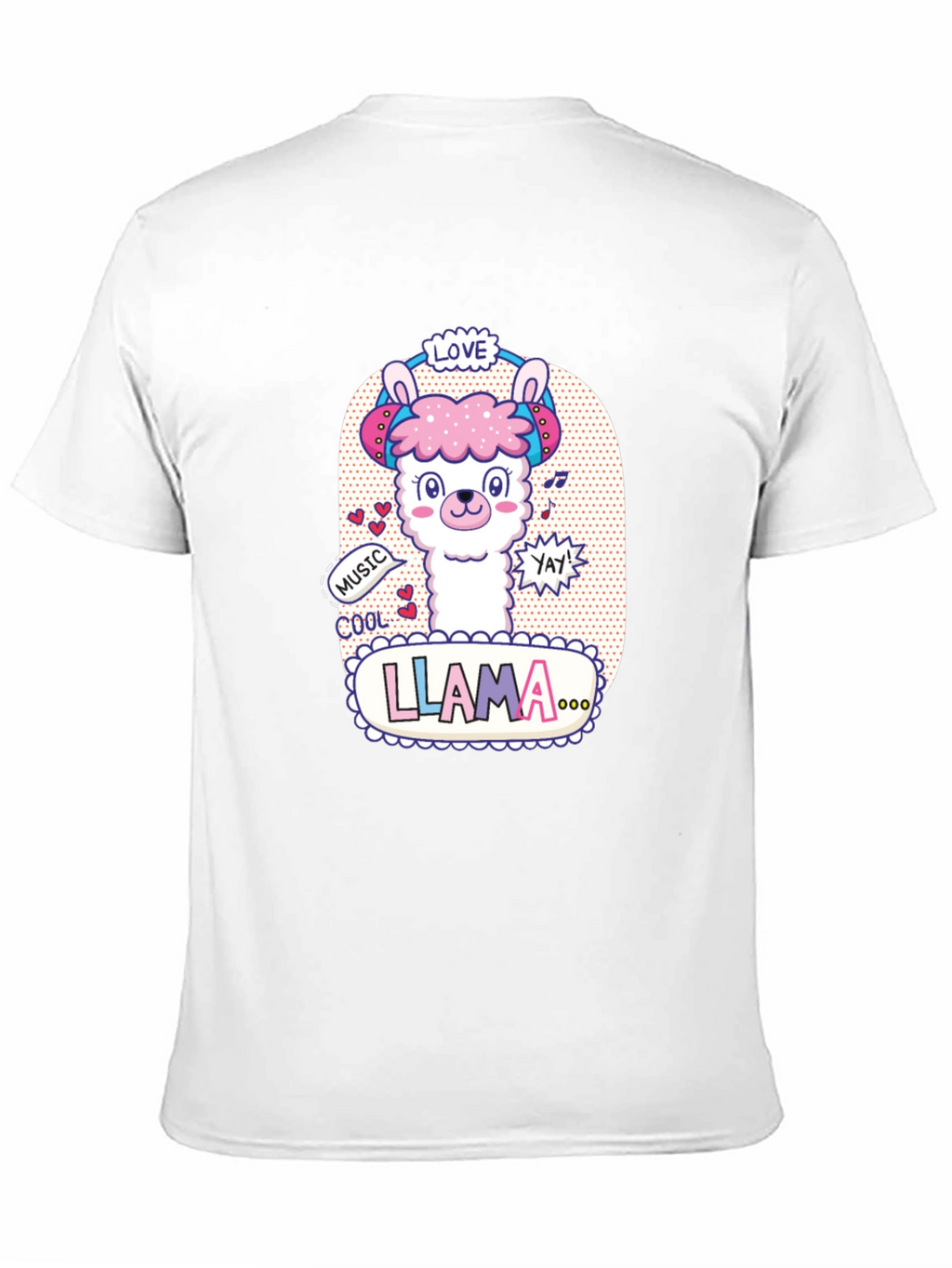 Cute Llama Headphones Graphic T-Shirt