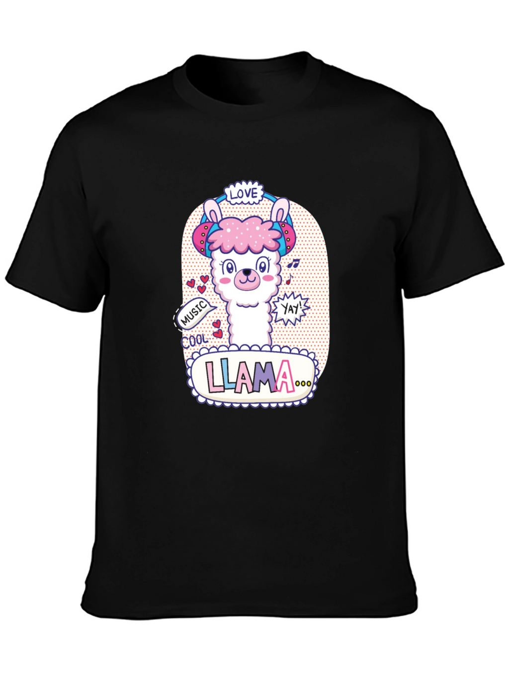 Cute Llama Headphones Graphic T-Shirt