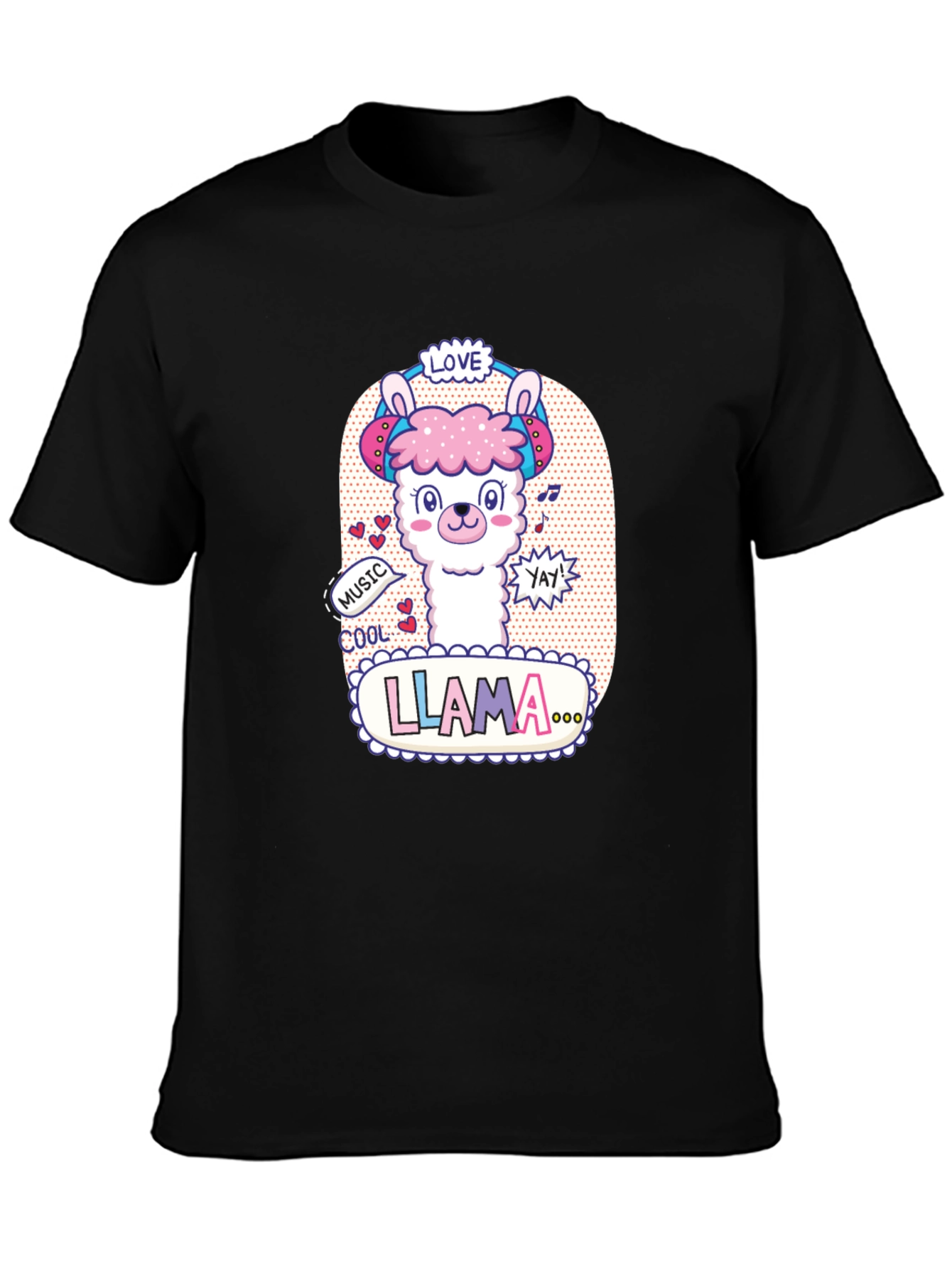 Cute Llama Headphones Graphic T-Shirt