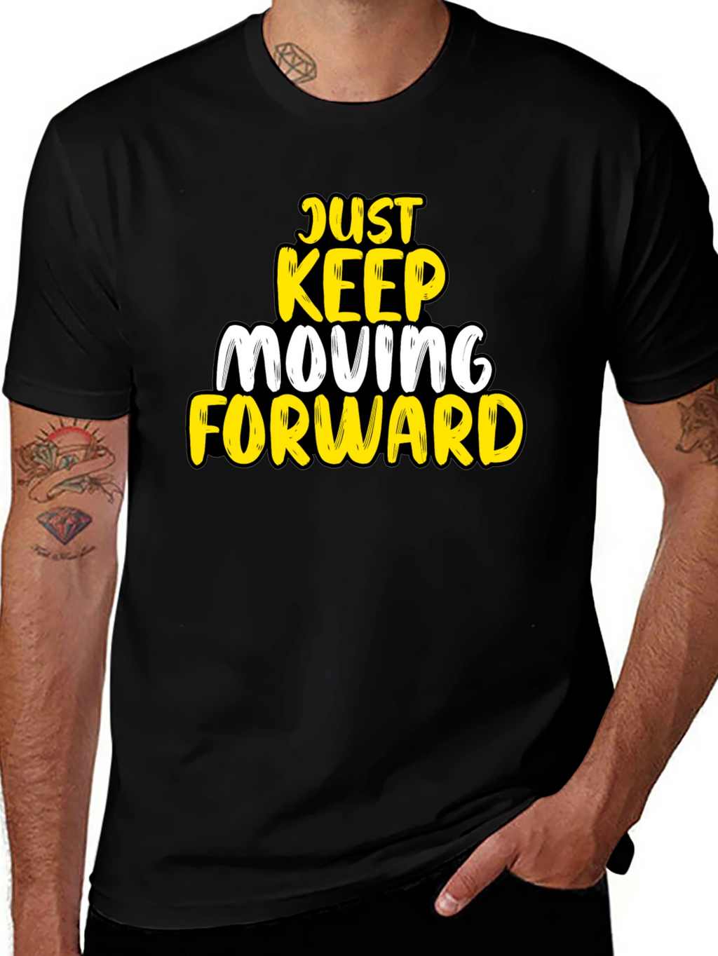 Just Keep Moving Forward Black T-Shirt