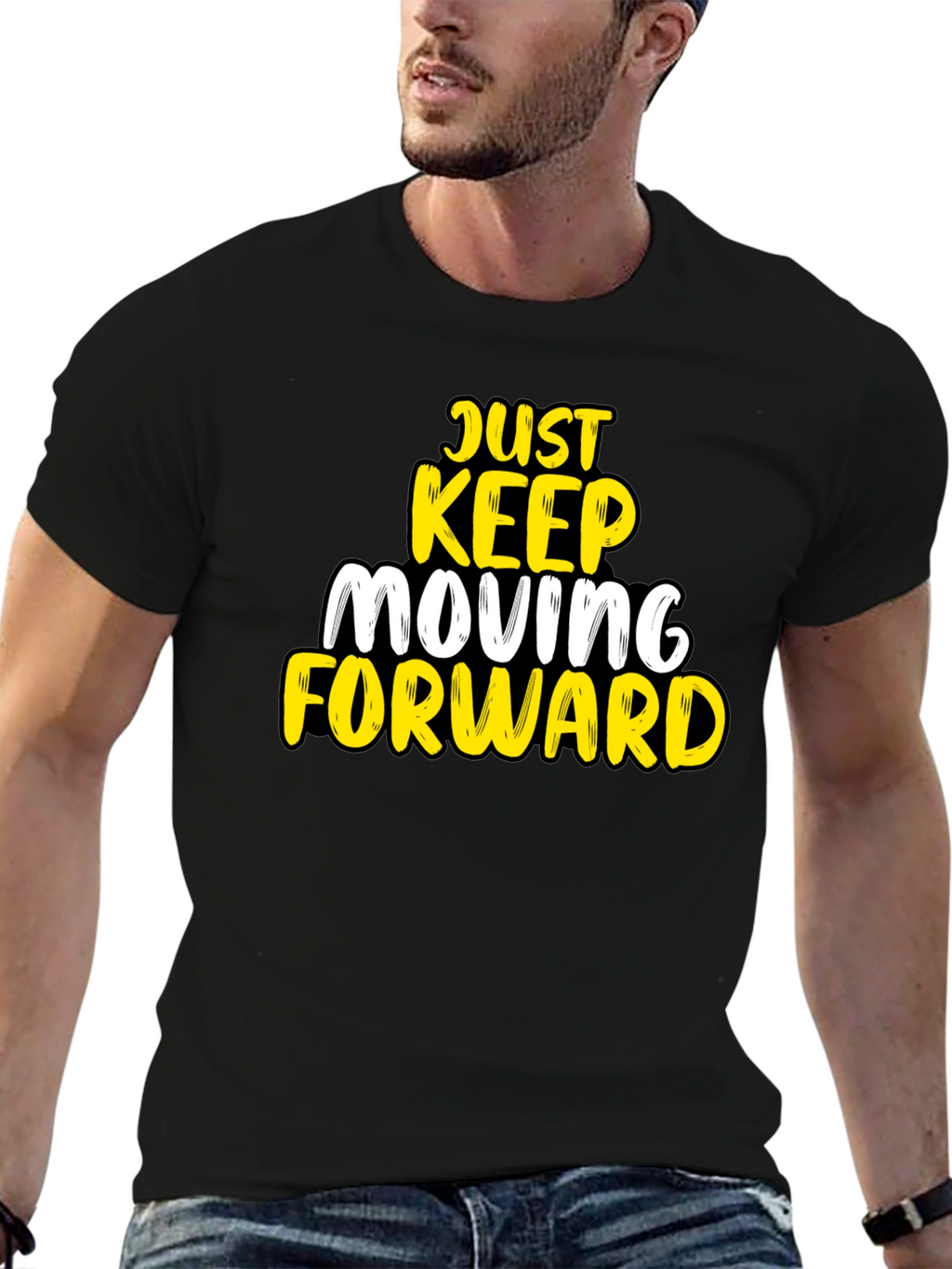 Just Keep Moving Forward Black T-Shirt