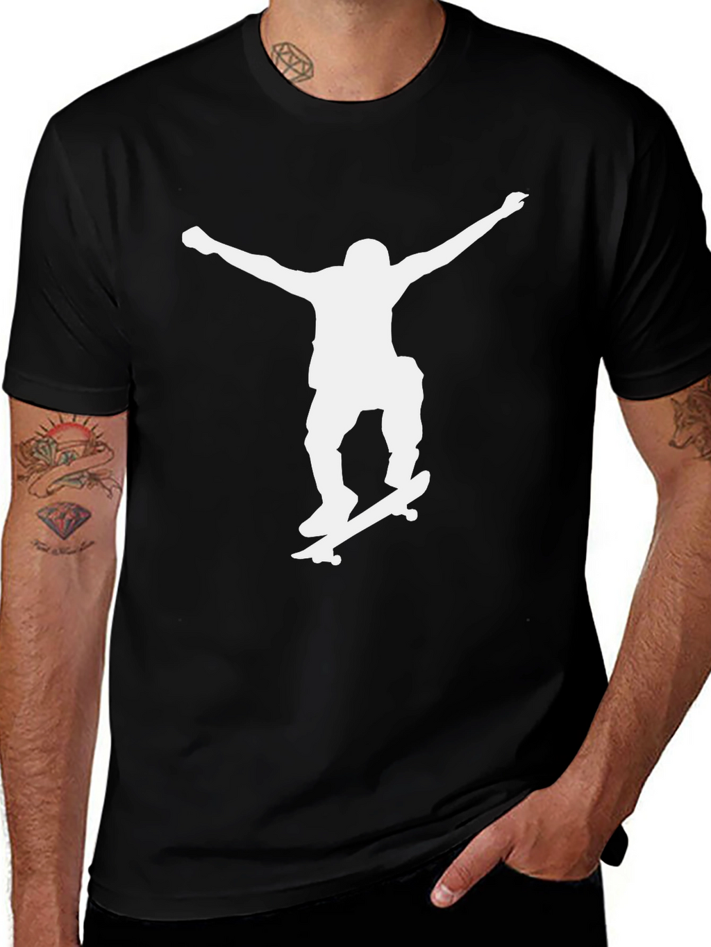 Skater Silhouette Graphic Tee - Black