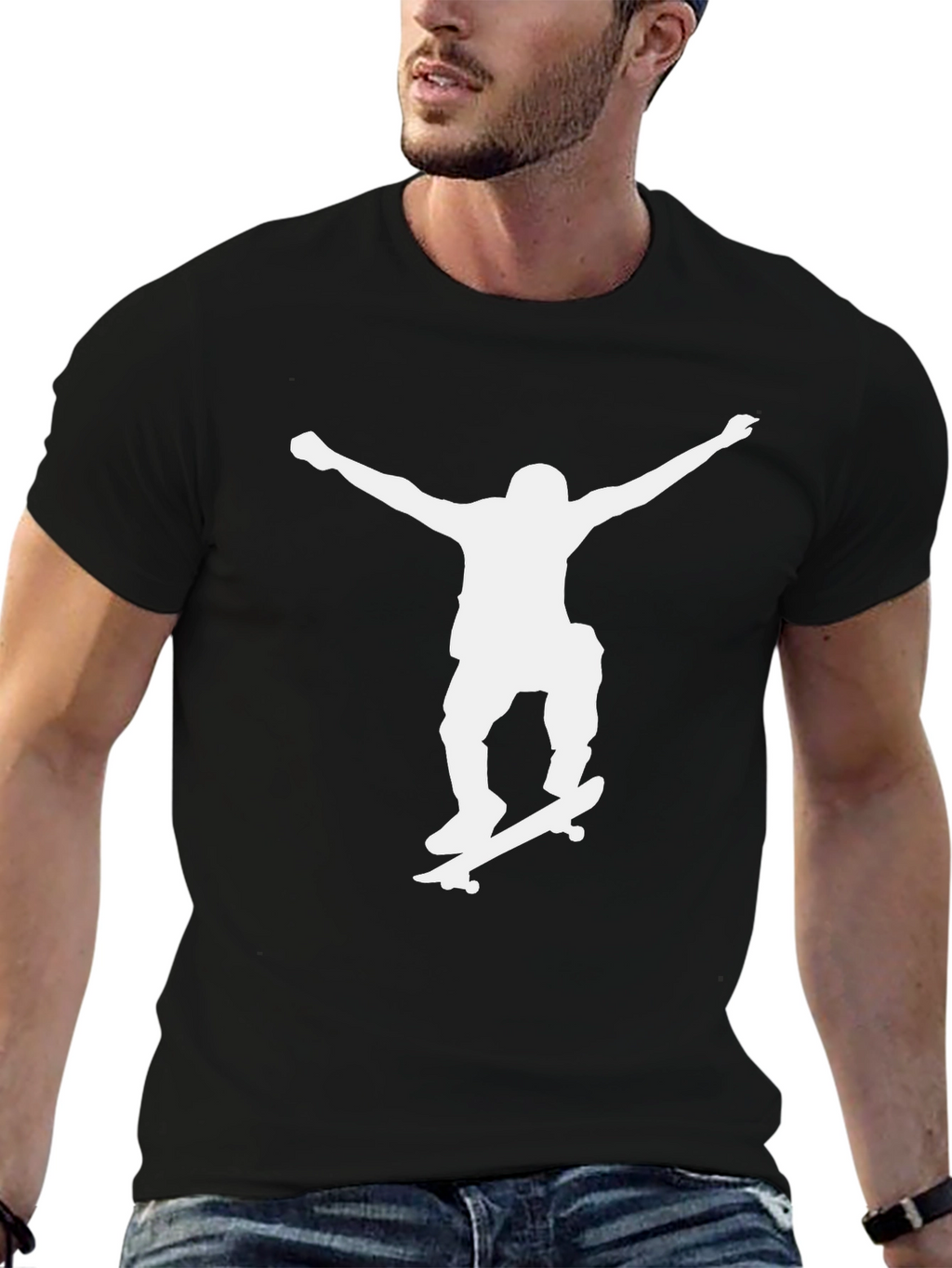 Skater Silhouette Graphic Tee - Black