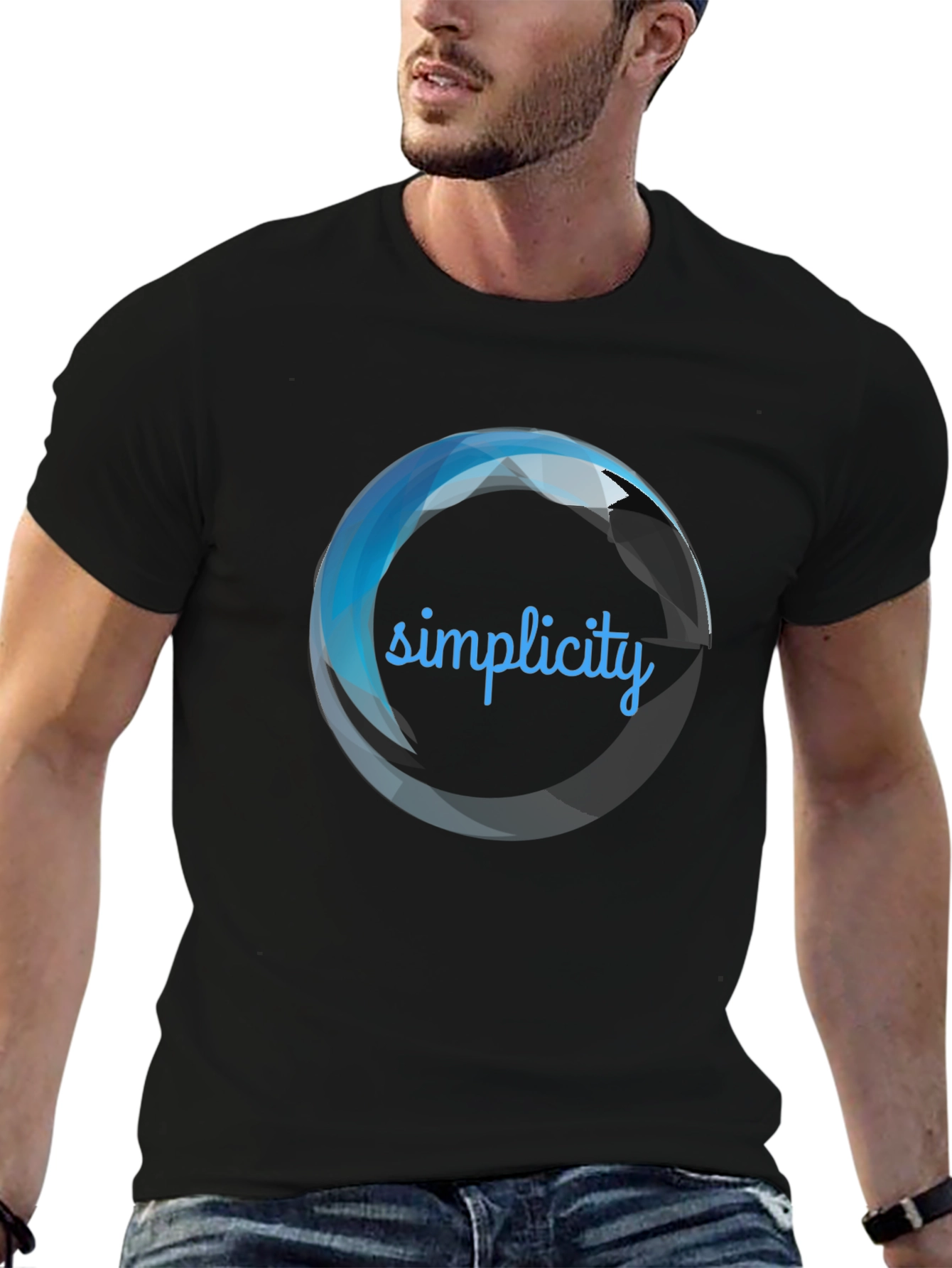Mens Simplicity Graphic Print Black T-Shirt
