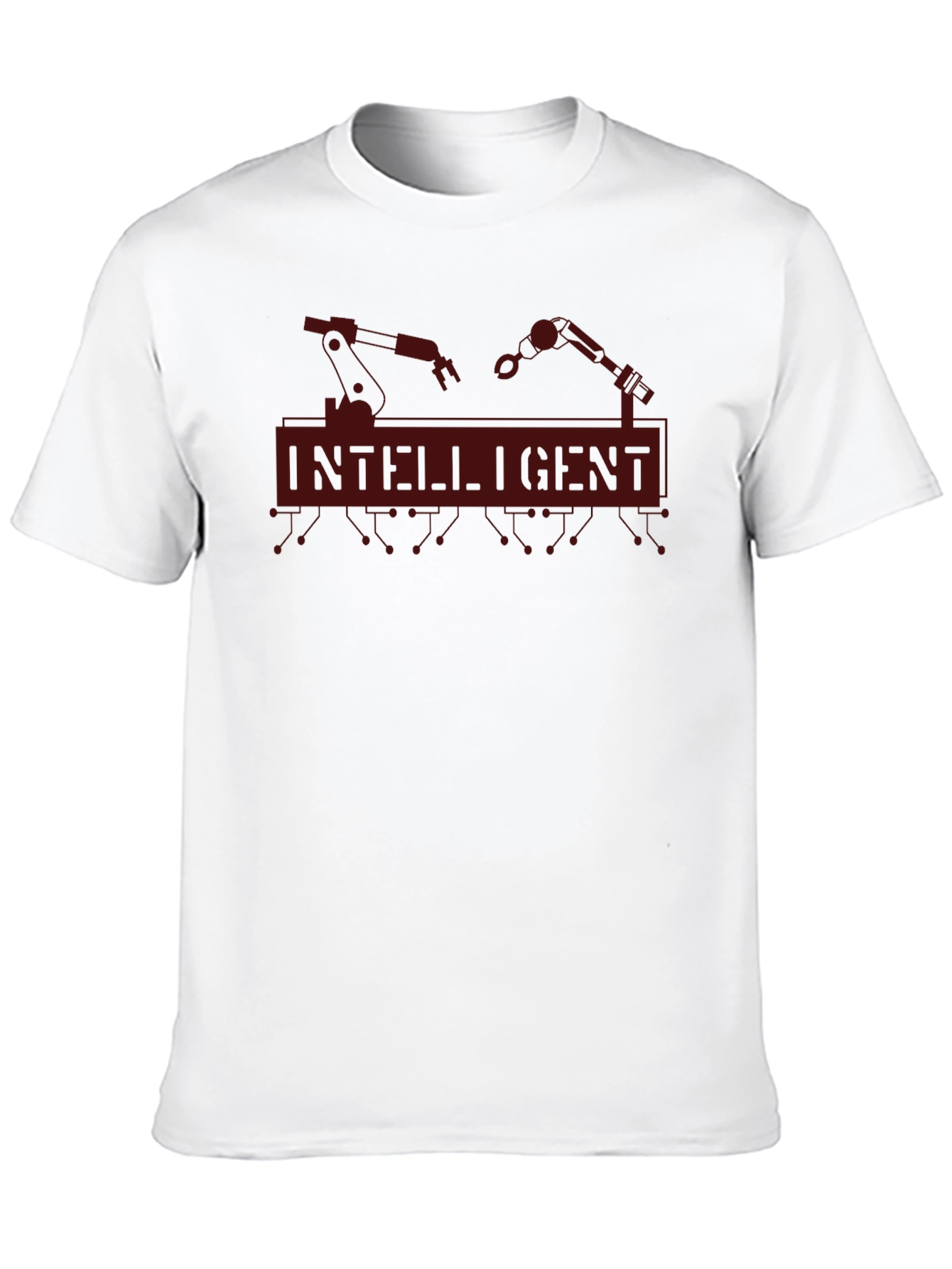 Intelligent Robot Arm Graphic Print Black T-Shirt