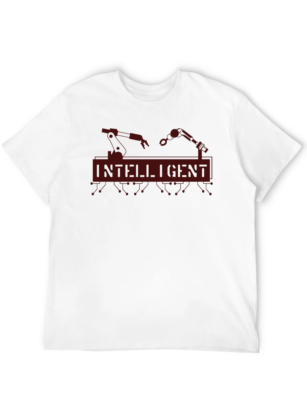 Intelligent Robot Arm Graphic Print Black T-Shirt
