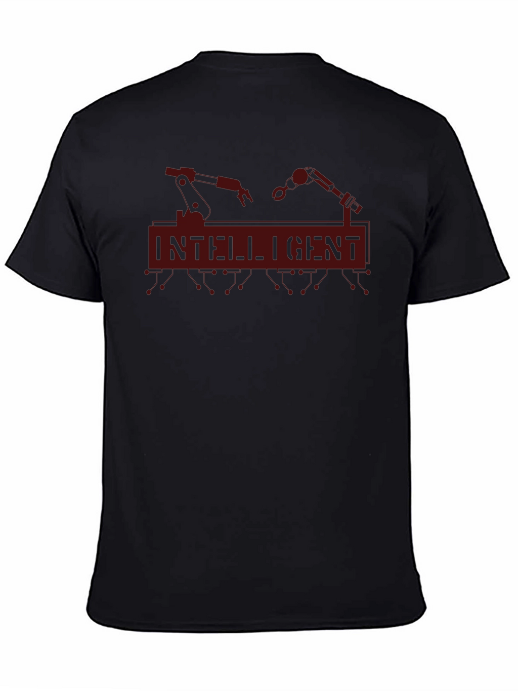 Intelligent Robot Arm Graphic Print Black T-Shirt