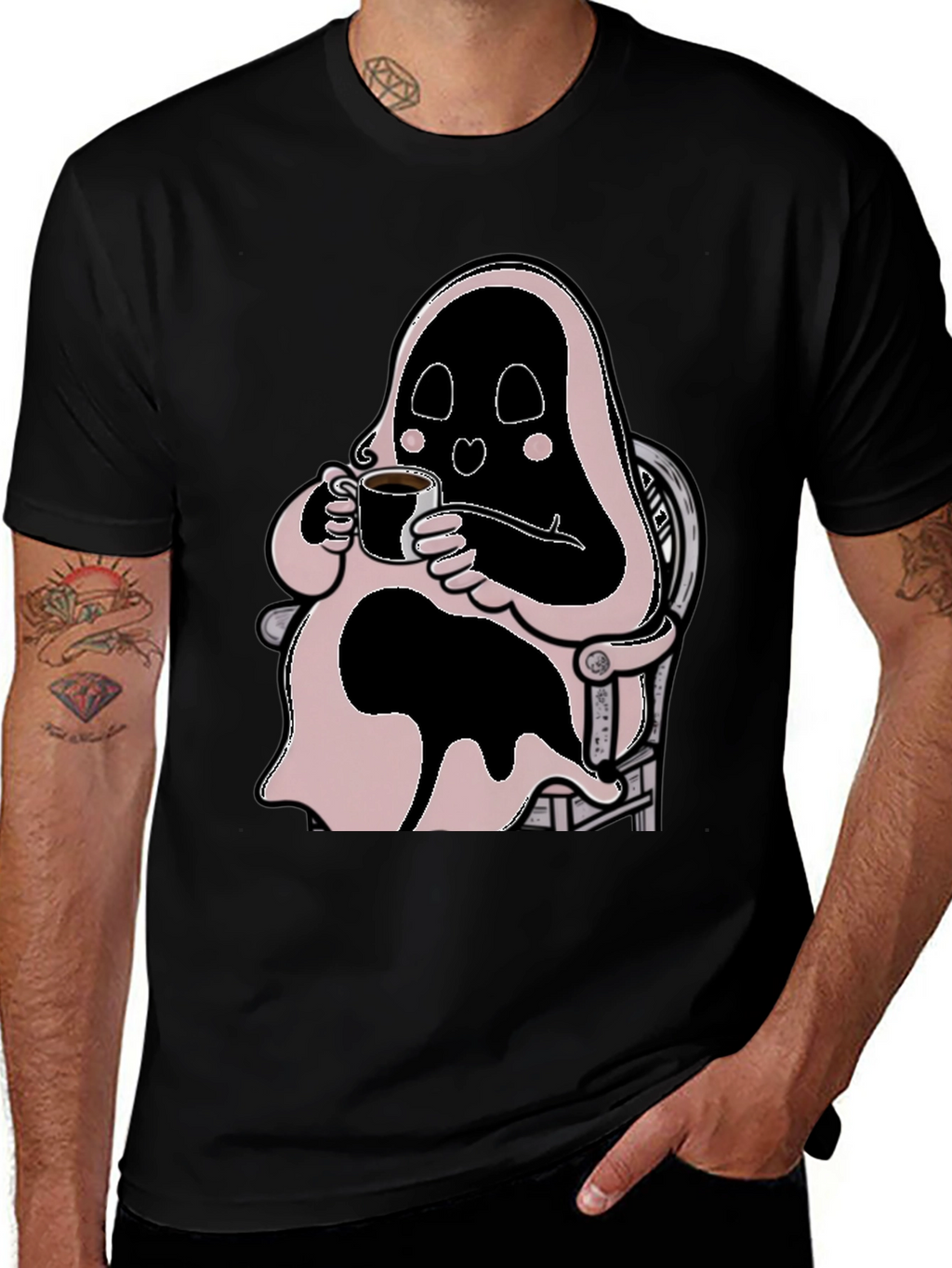 Ghost Coffee T-Shirt - Spooky Relaxed Style