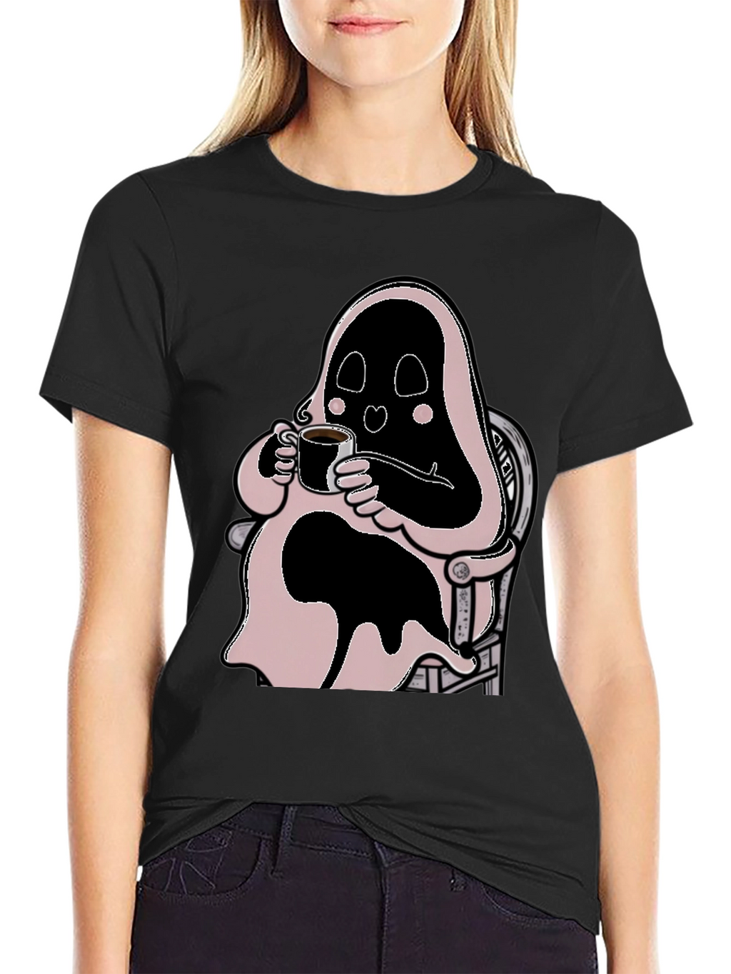 Ghost Coffee T-Shirt - Spooky Relaxed Style