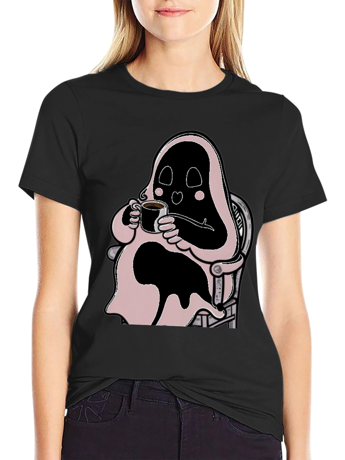 Ghost Coffee T-Shirt - Spooky Relaxed Style