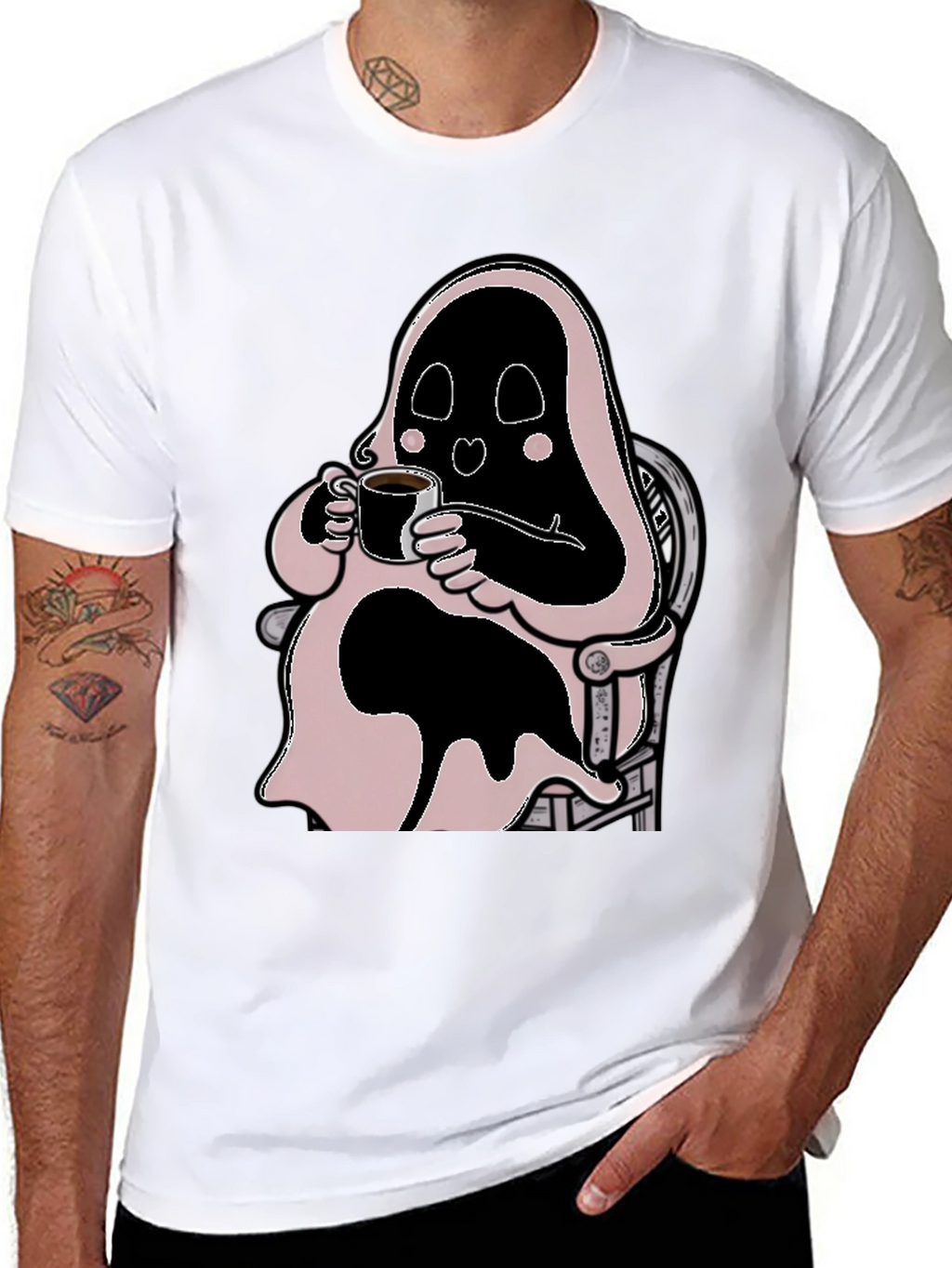 Ghost Coffee T-Shirt - Spooky Relaxed Style