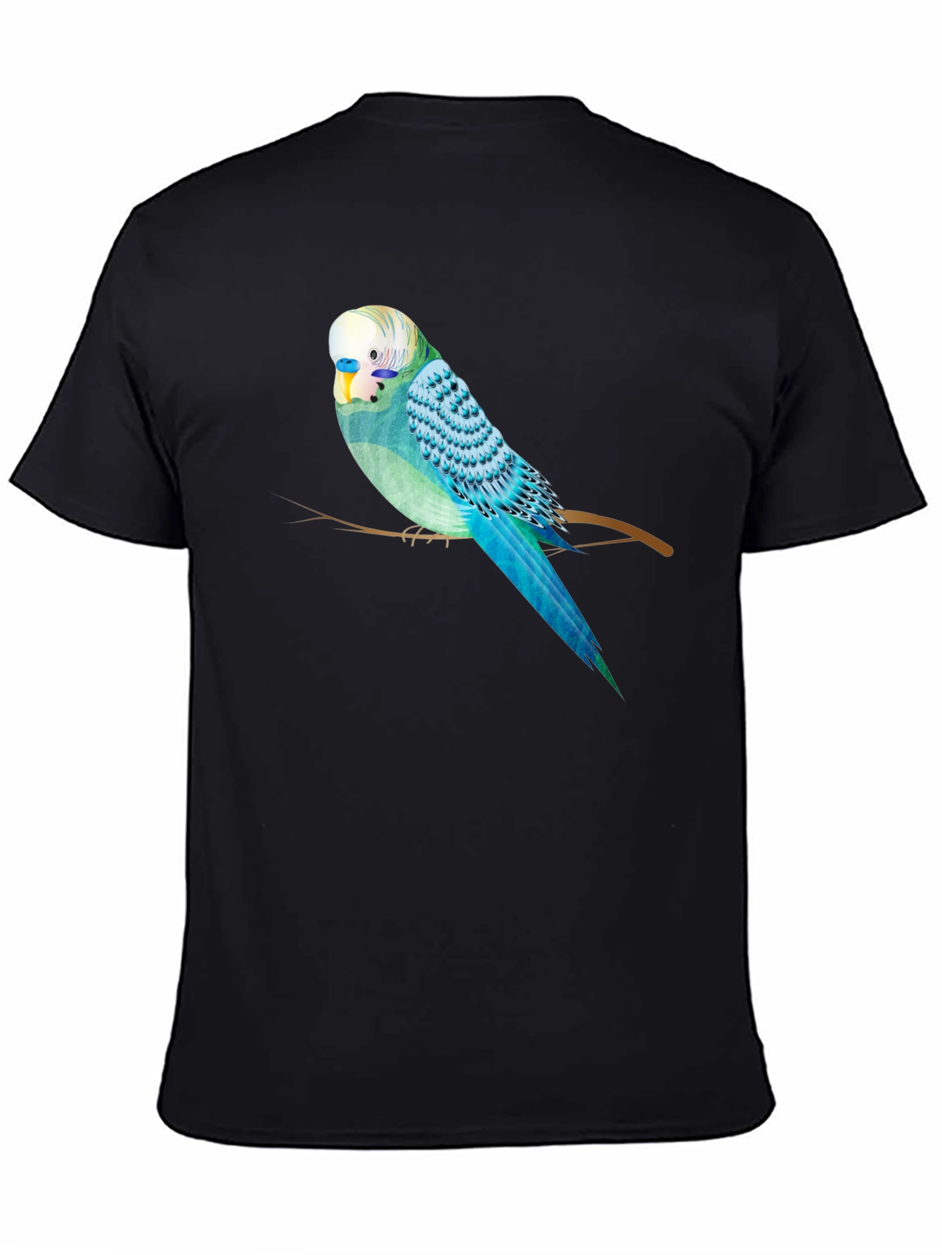 Parakeet Graphic Tee - Black Cotton Blend T-Shirt