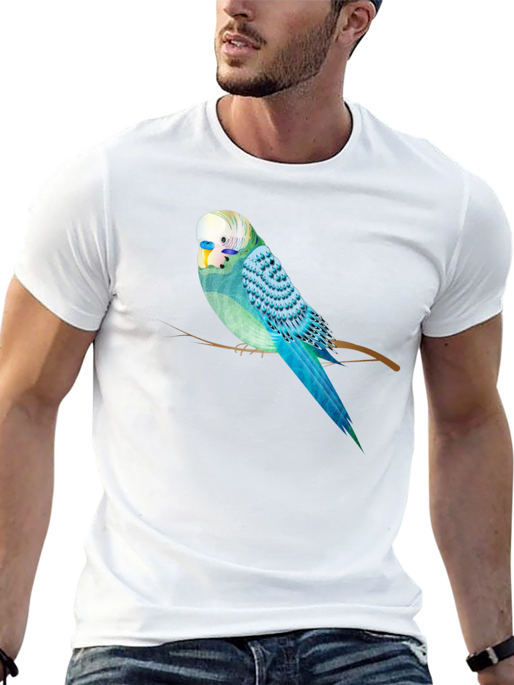 Parakeet Graphic Tee - Black Cotton Blend T-Shirt
