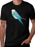 Parakeet Graphic Tee - Black Cotton Blend T-Shirt