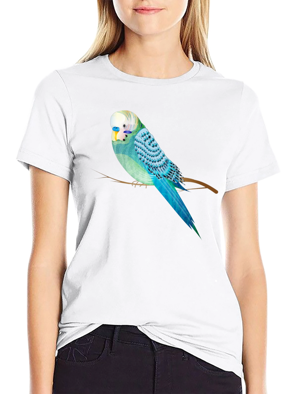 Parakeet Graphic Tee - Black Cotton Blend T-Shirt