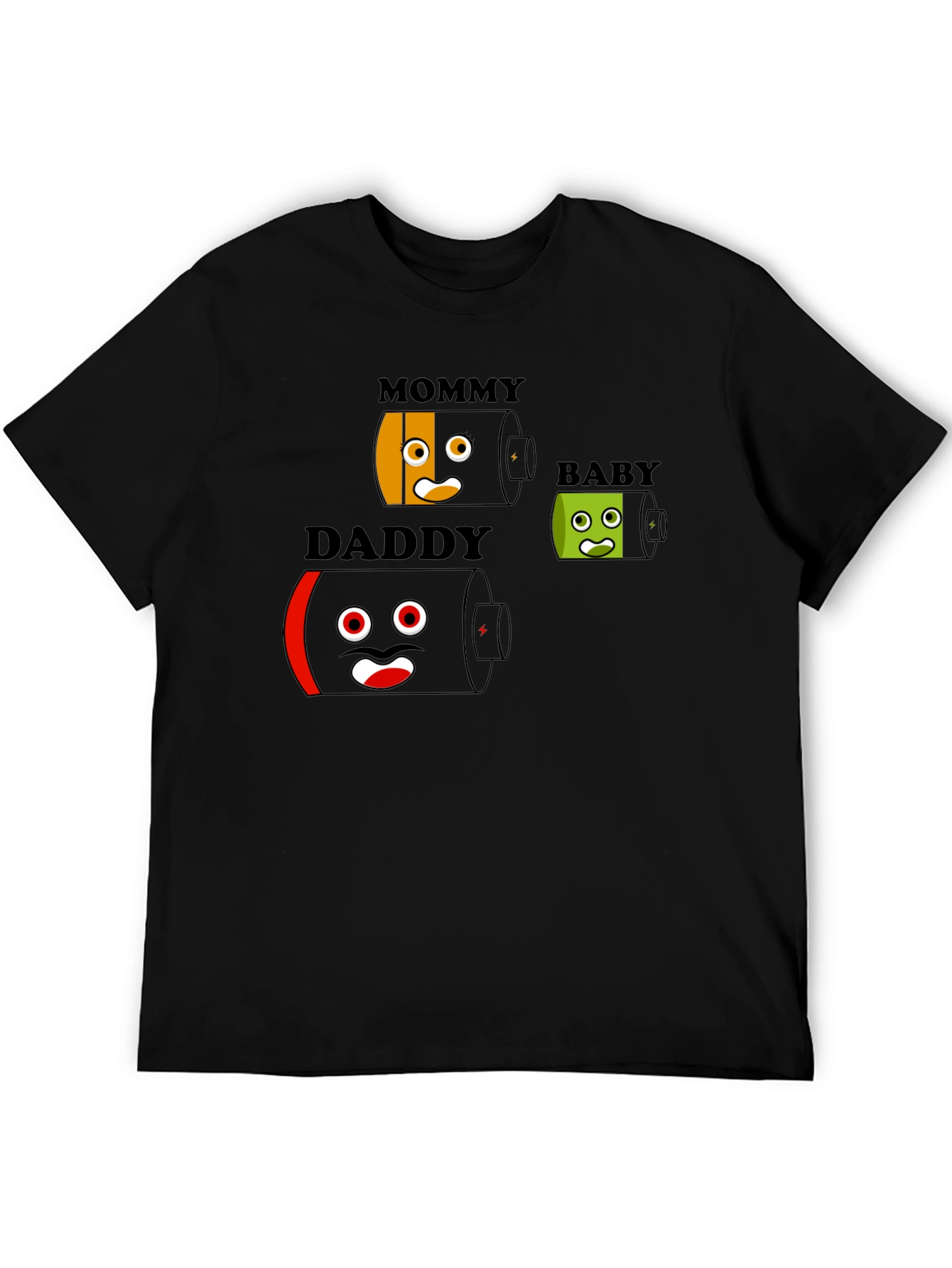 Battery Family T-Shirt - Mommy Daddy Baby - Funny Graphic Tee