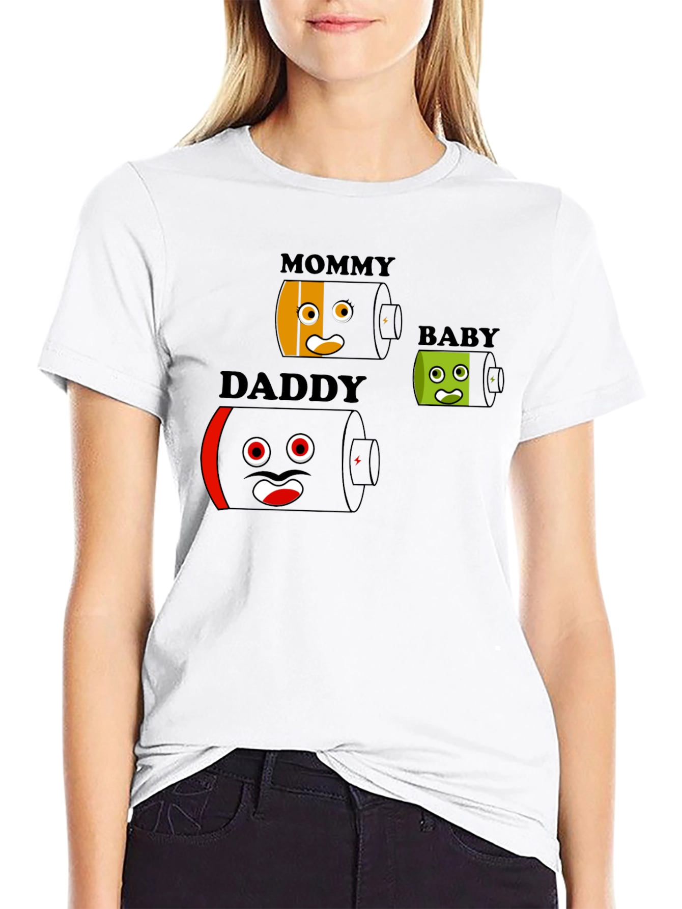 Battery Family T-Shirt - Mommy Daddy Baby - Funny Graphic Tee