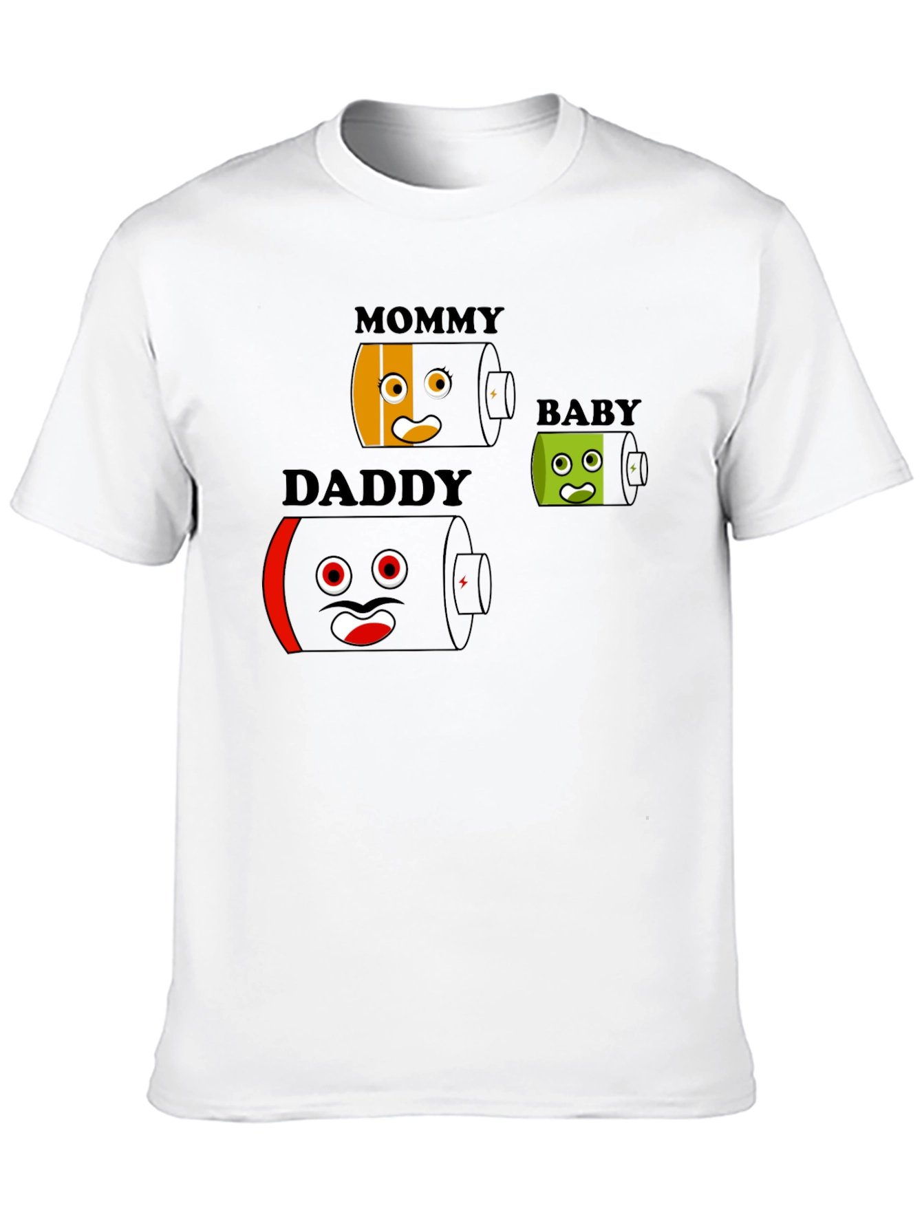 Battery Family T-Shirt - Mommy Daddy Baby - Funny Graphic Tee