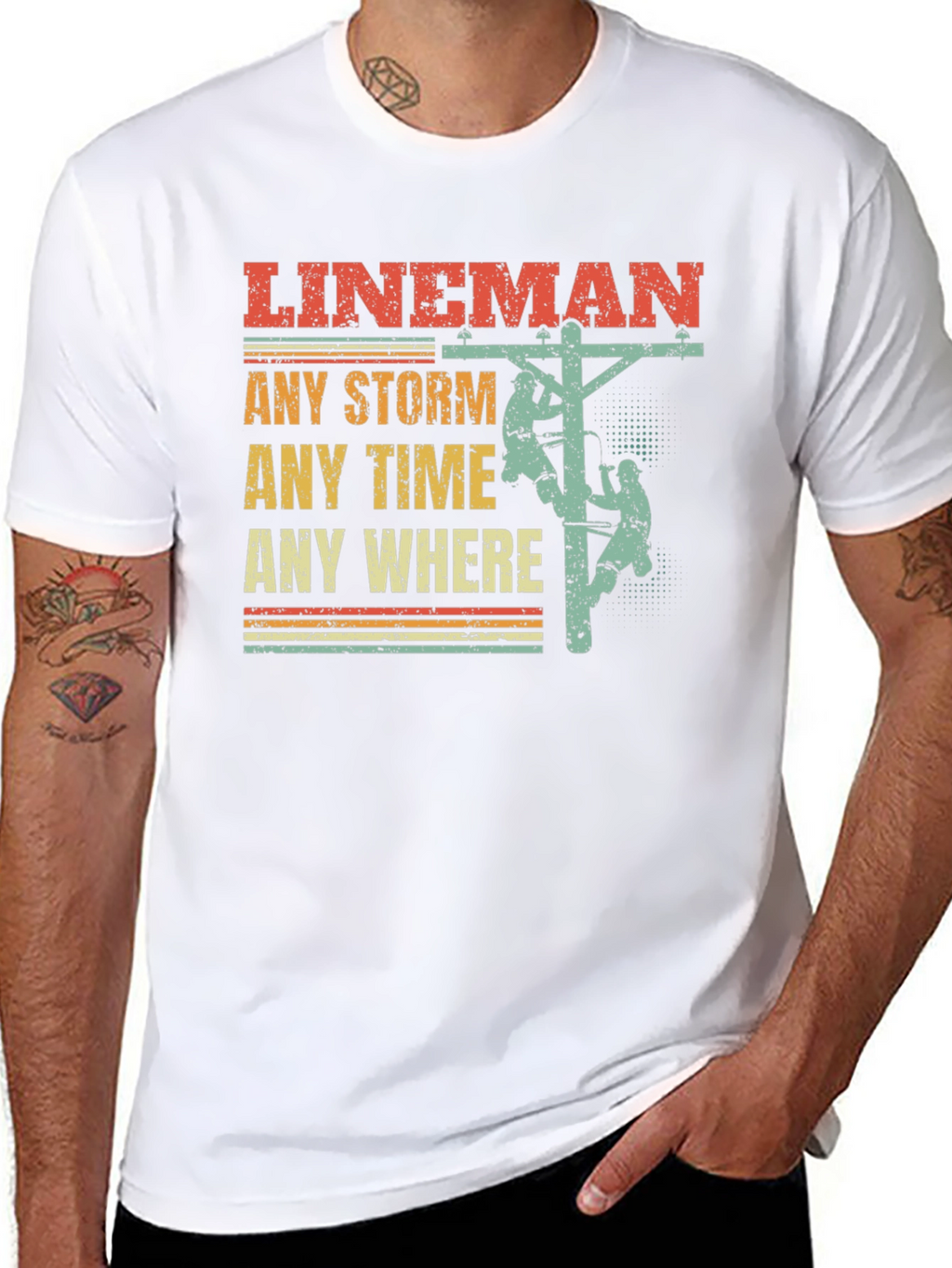 Lineman T-Shirt - Any Storm Any Time
