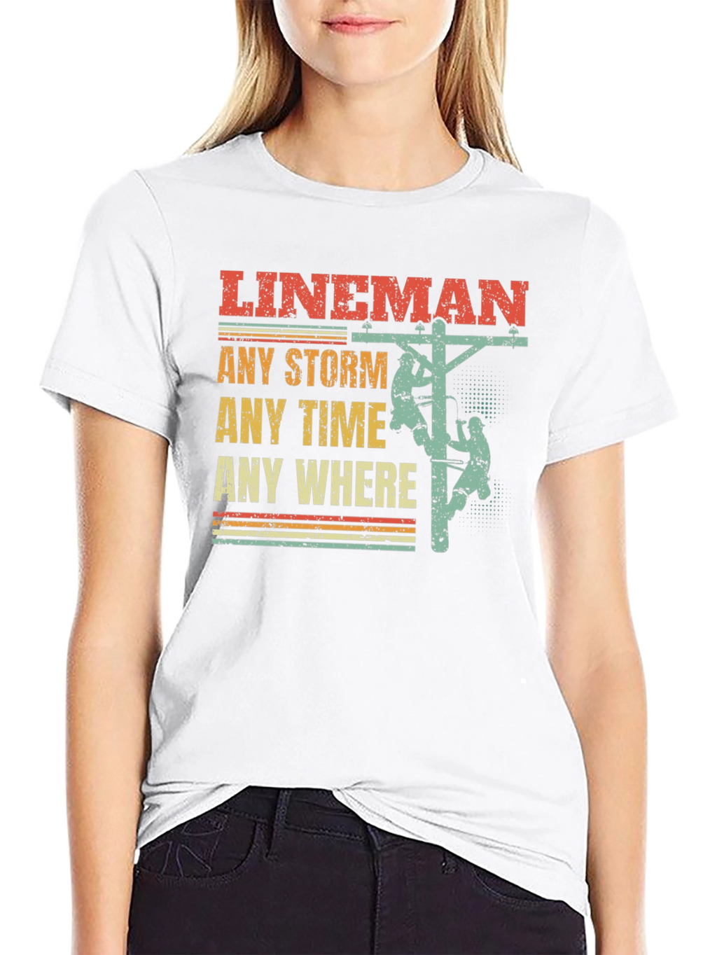 Lineman T-Shirt - Any Storm Any Time