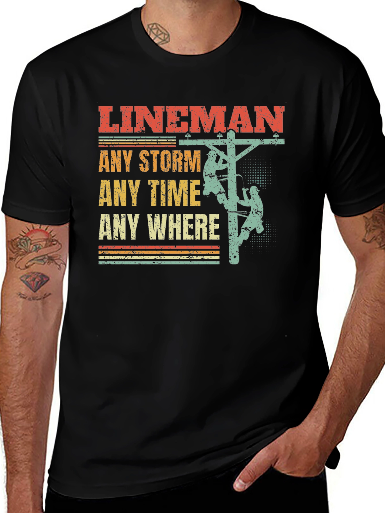 Lineman T-Shirt - Any Storm Any Time
