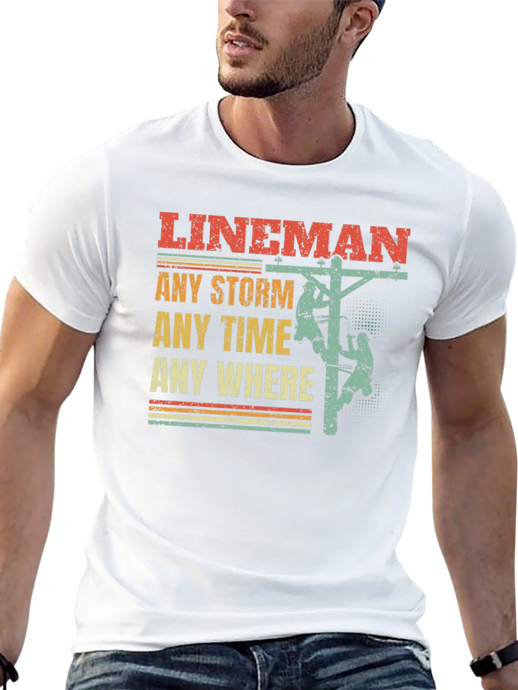 Lineman T-Shirt - Any Storm Any Time