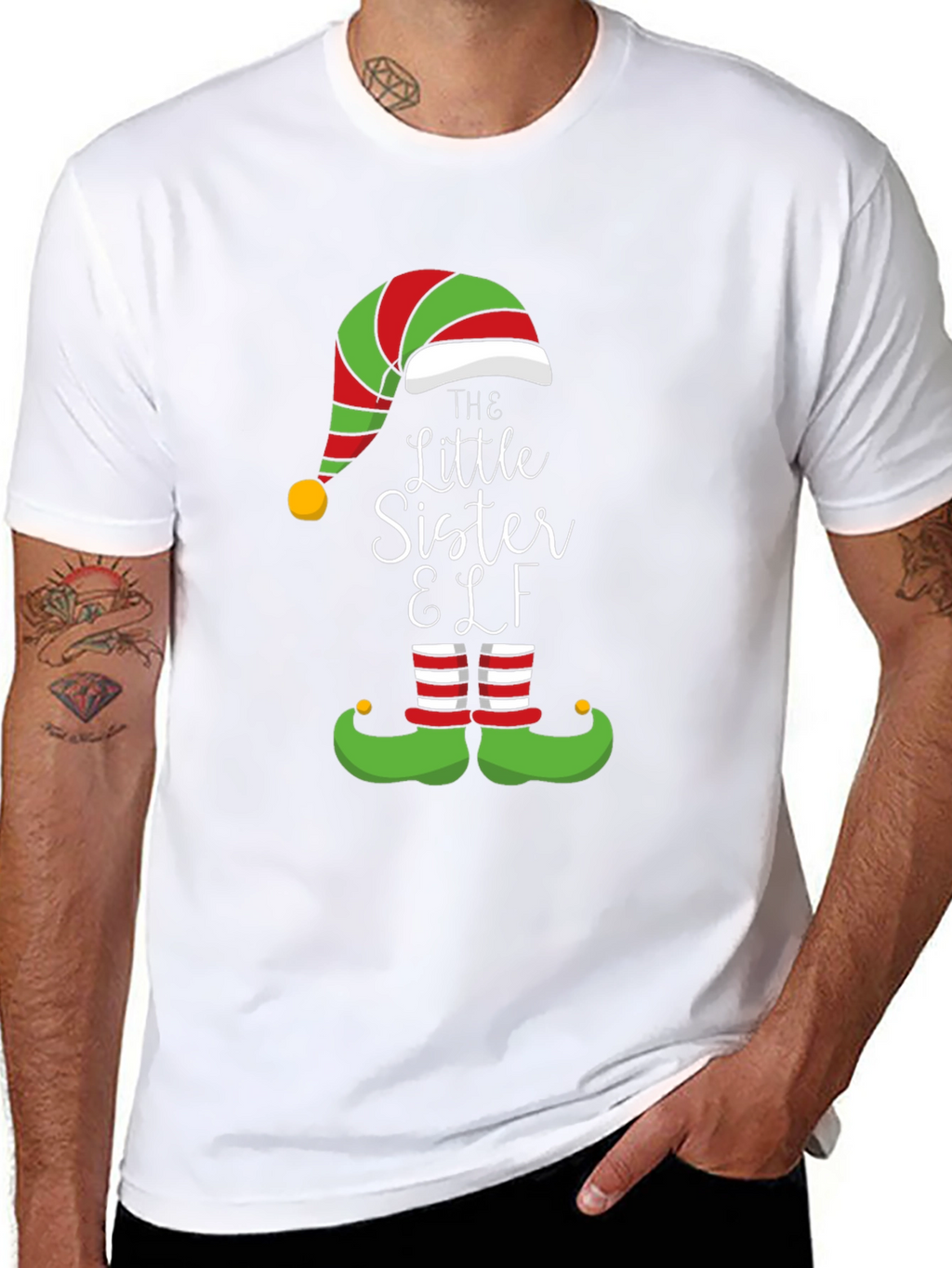Little Sister Elf Christmas T-Shirt