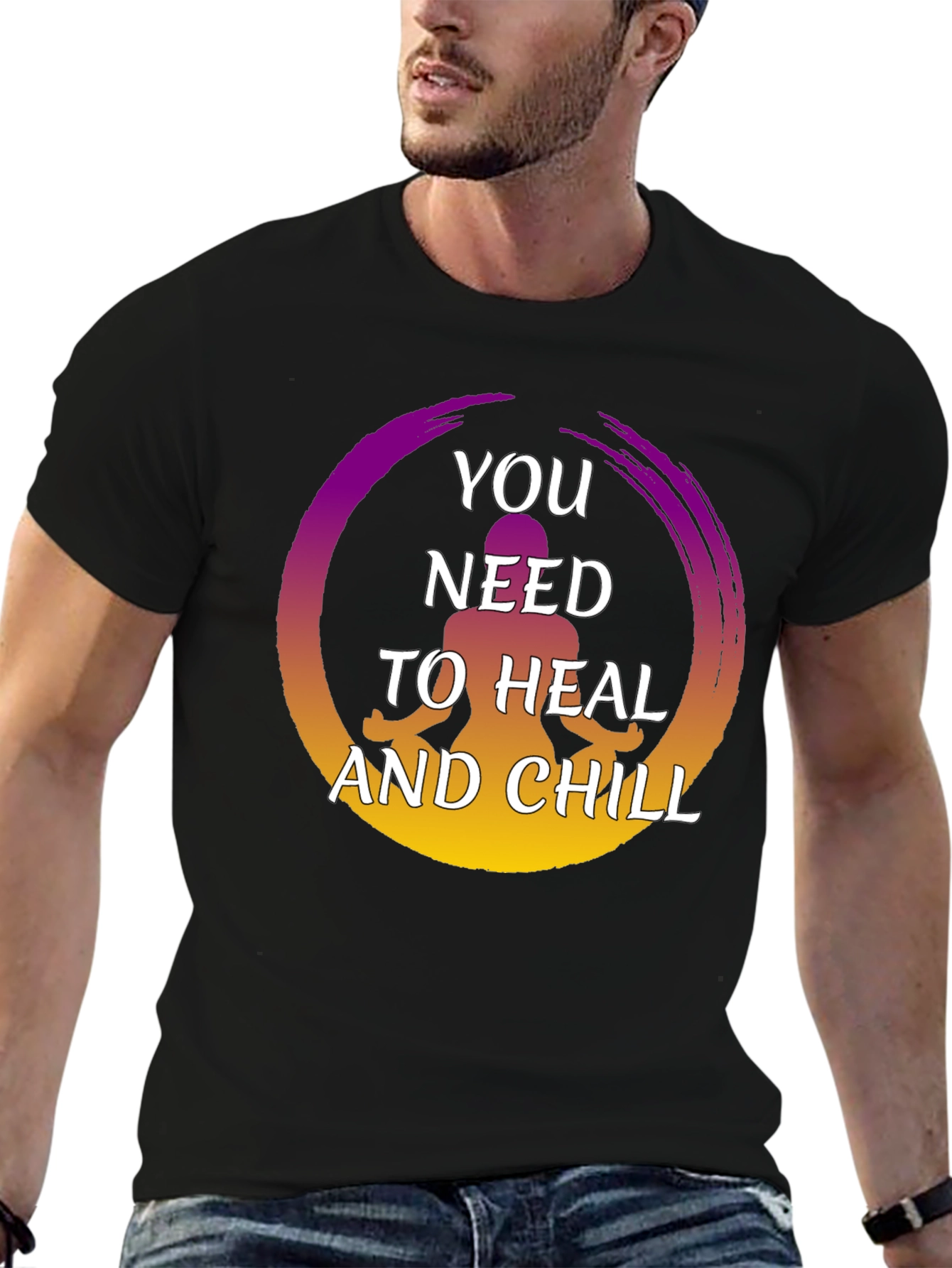 Heal and Chill Graphic Tee - Zen Meditation Shirt