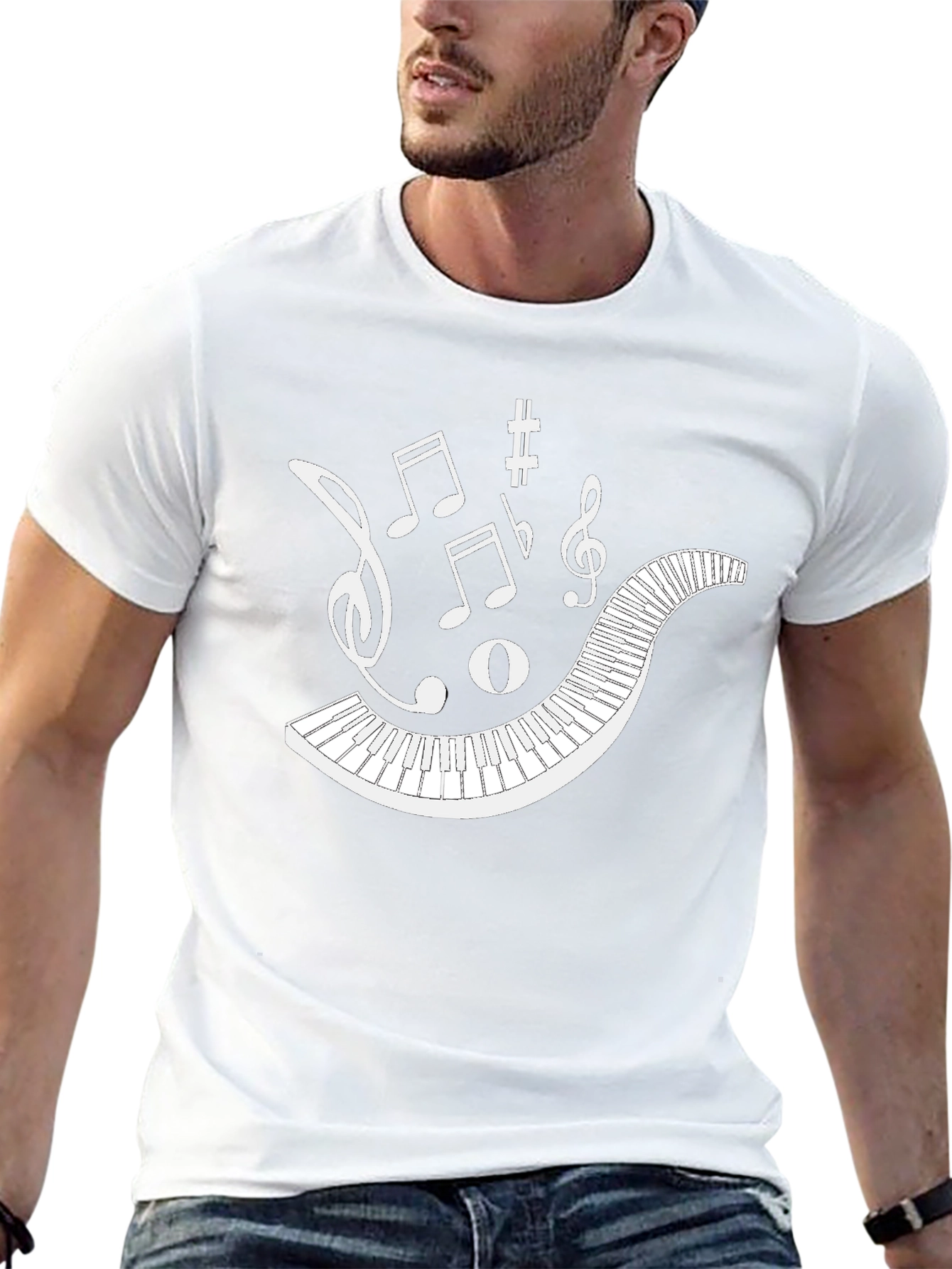 Musical Keyboard Notes Graphic T-Shirt