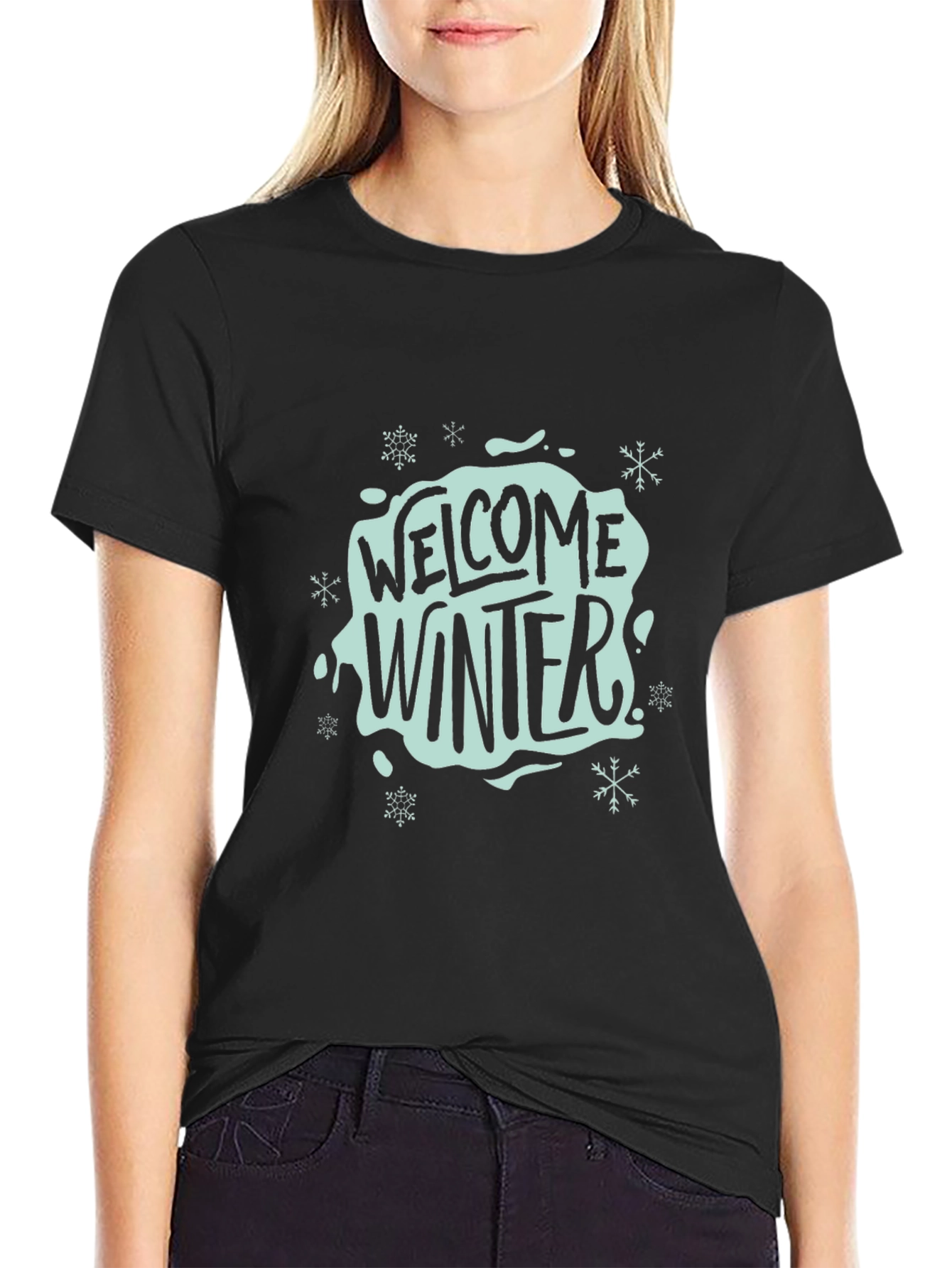 Welcome Winter Black Graphic Tee