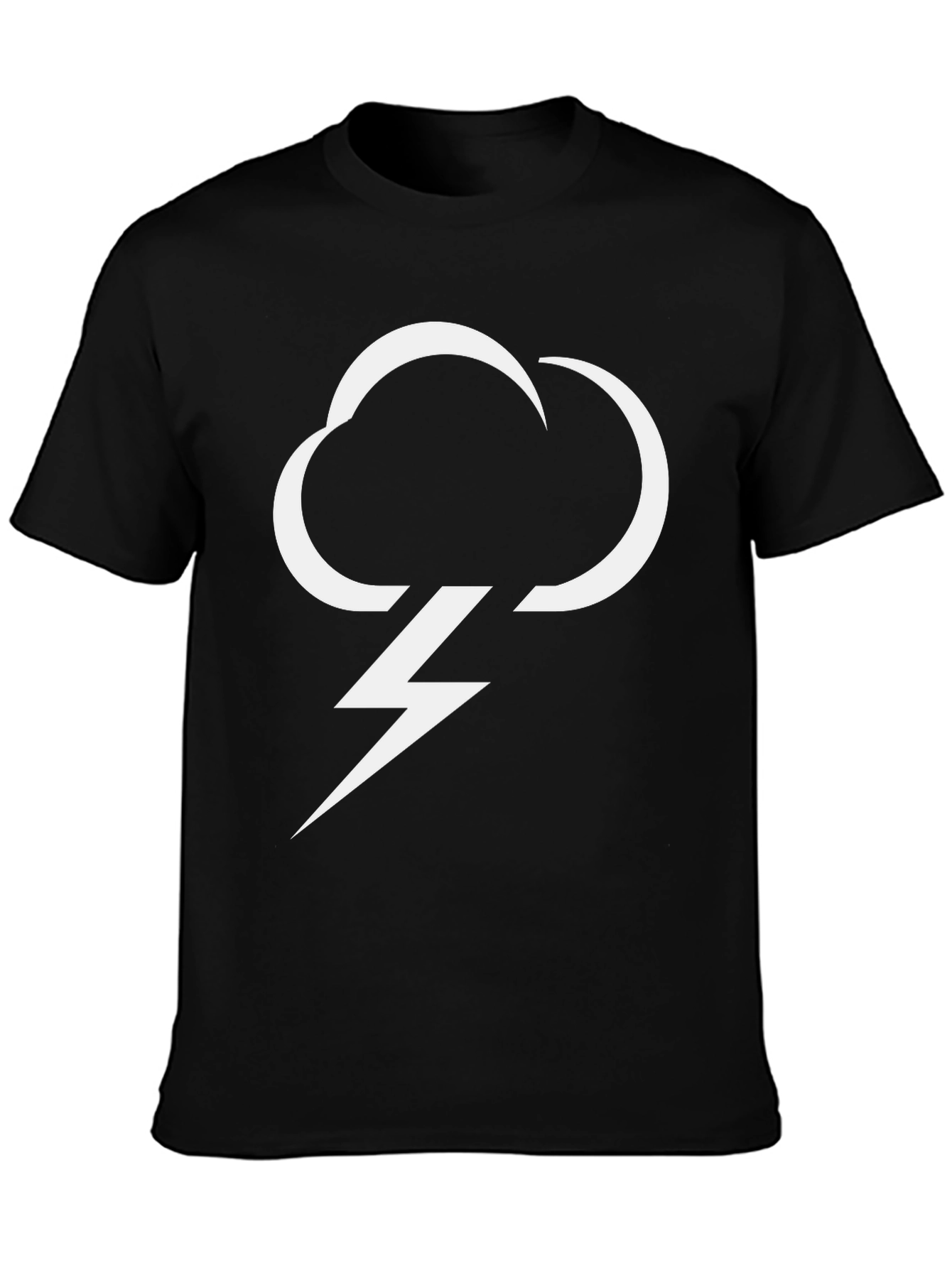 Cloud Lightning Bolt Graphic Tee - Black Casual T-Shirt