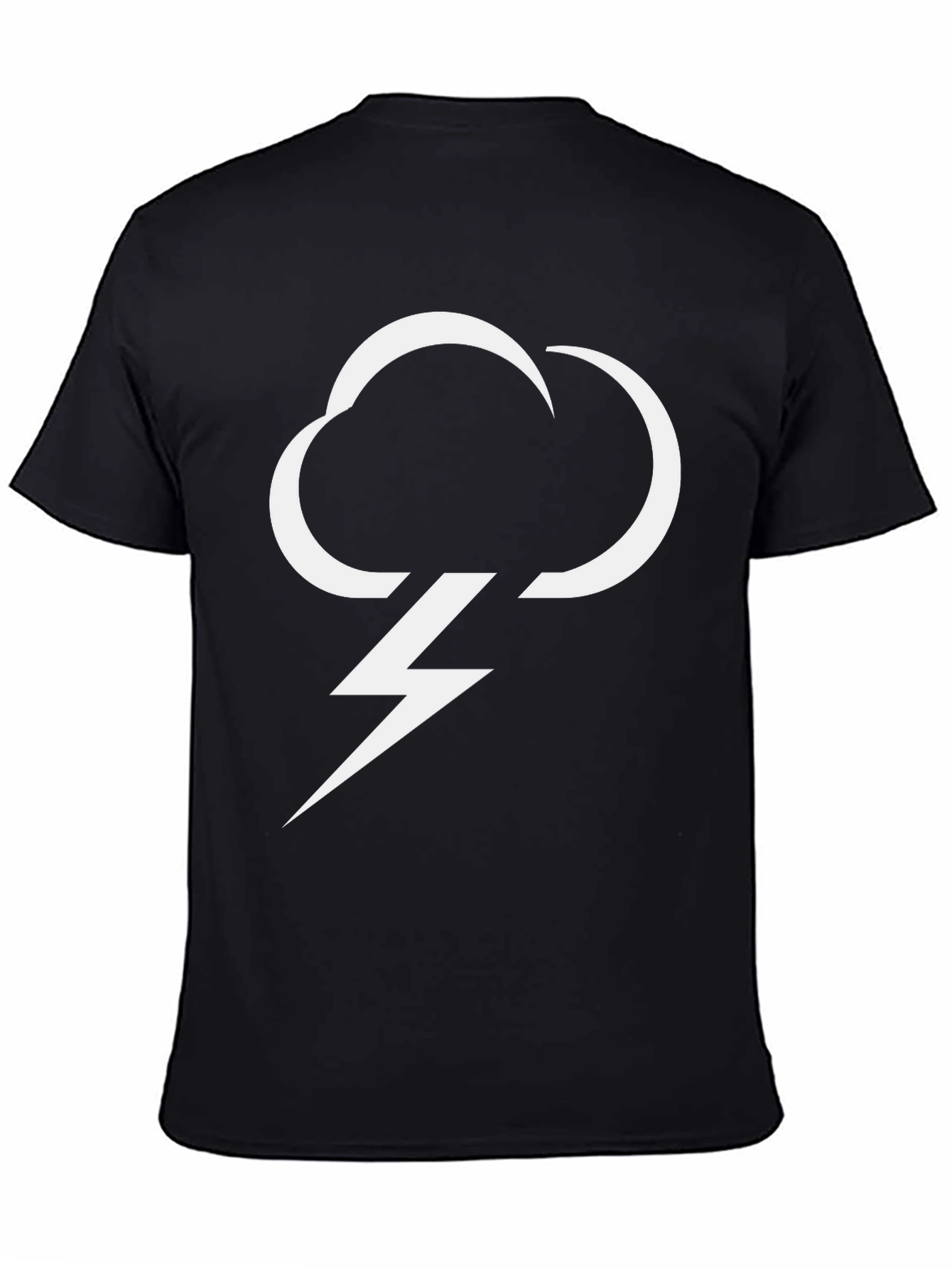 Cloud Lightning Bolt Graphic Tee - Black Casual T-Shirt