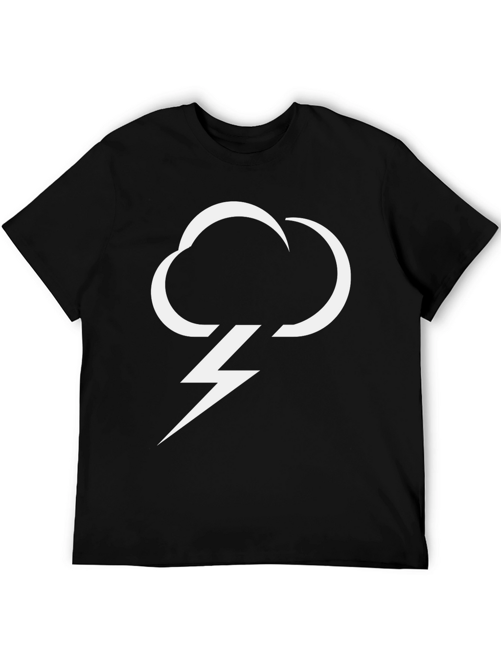 Cloud Lightning Bolt Graphic Tee - Black Casual T-Shirt