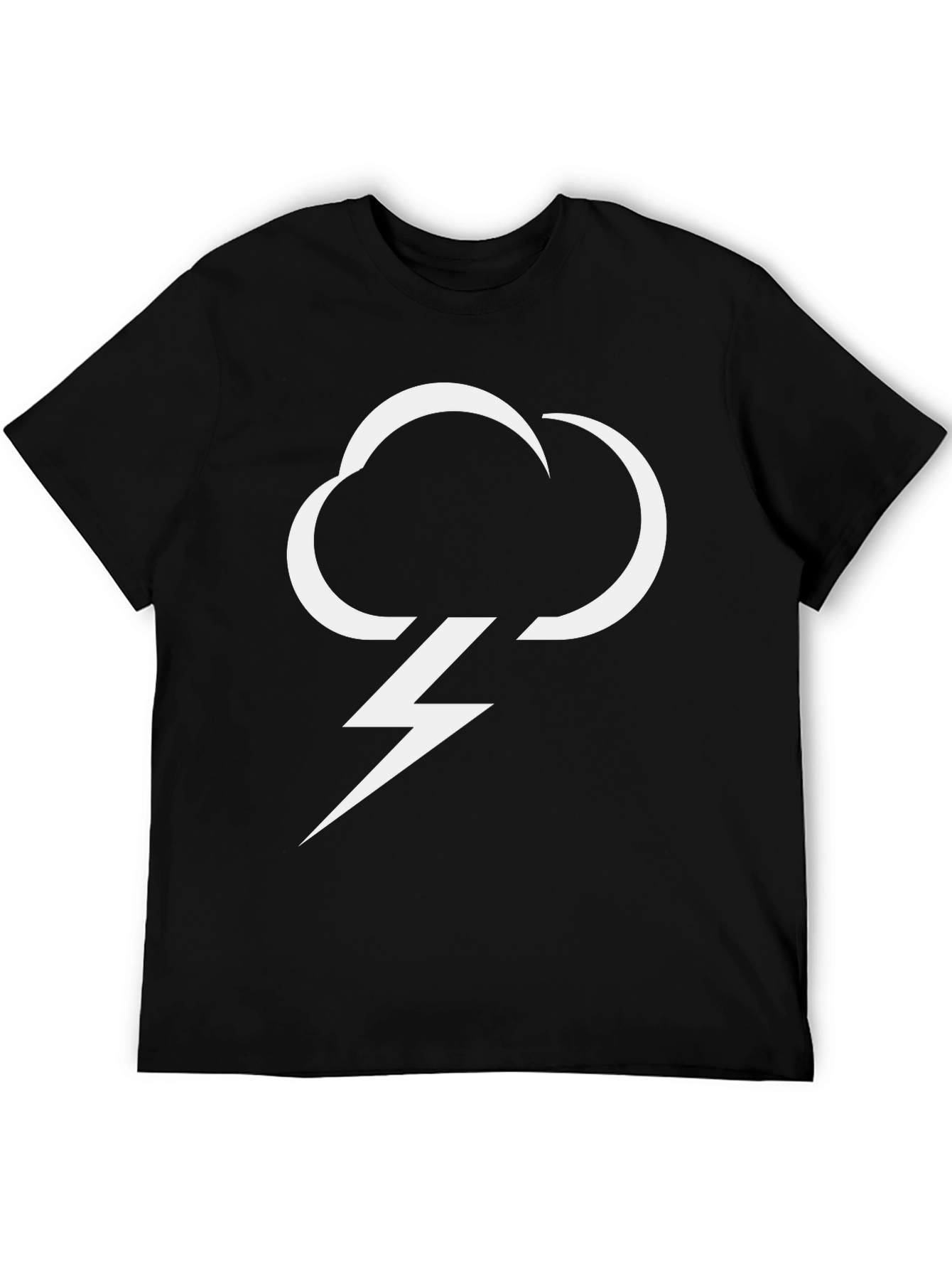 Cloud Lightning Bolt Graphic Tee - Black Casual T-Shirt