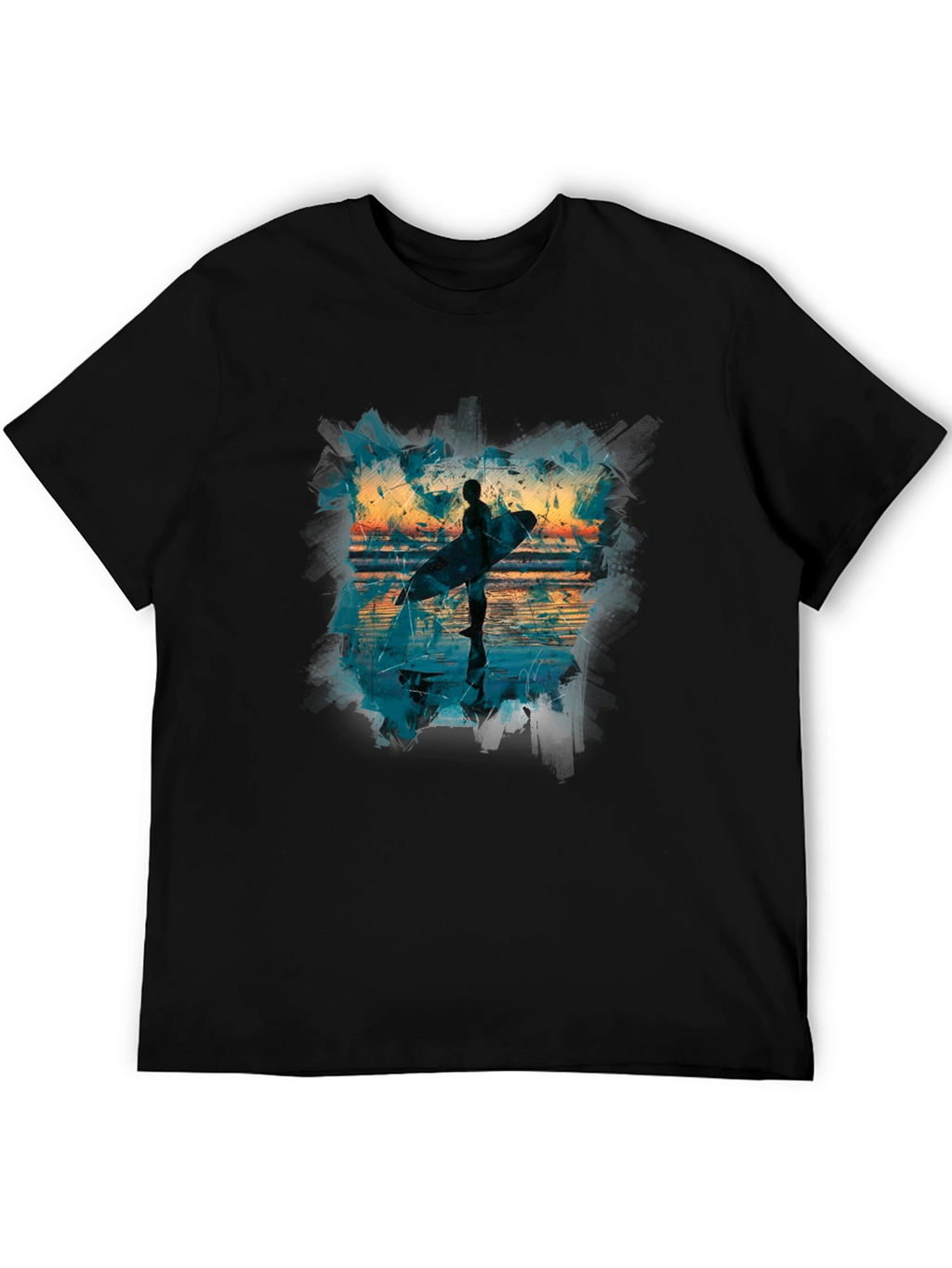 Surfer Silhouette Graphic Tee - Mens Black T-Shirt